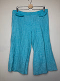 DT Collection 55% Linen 45% Rayon Size 10 Teal with Spiral Embroidery Capri Pants