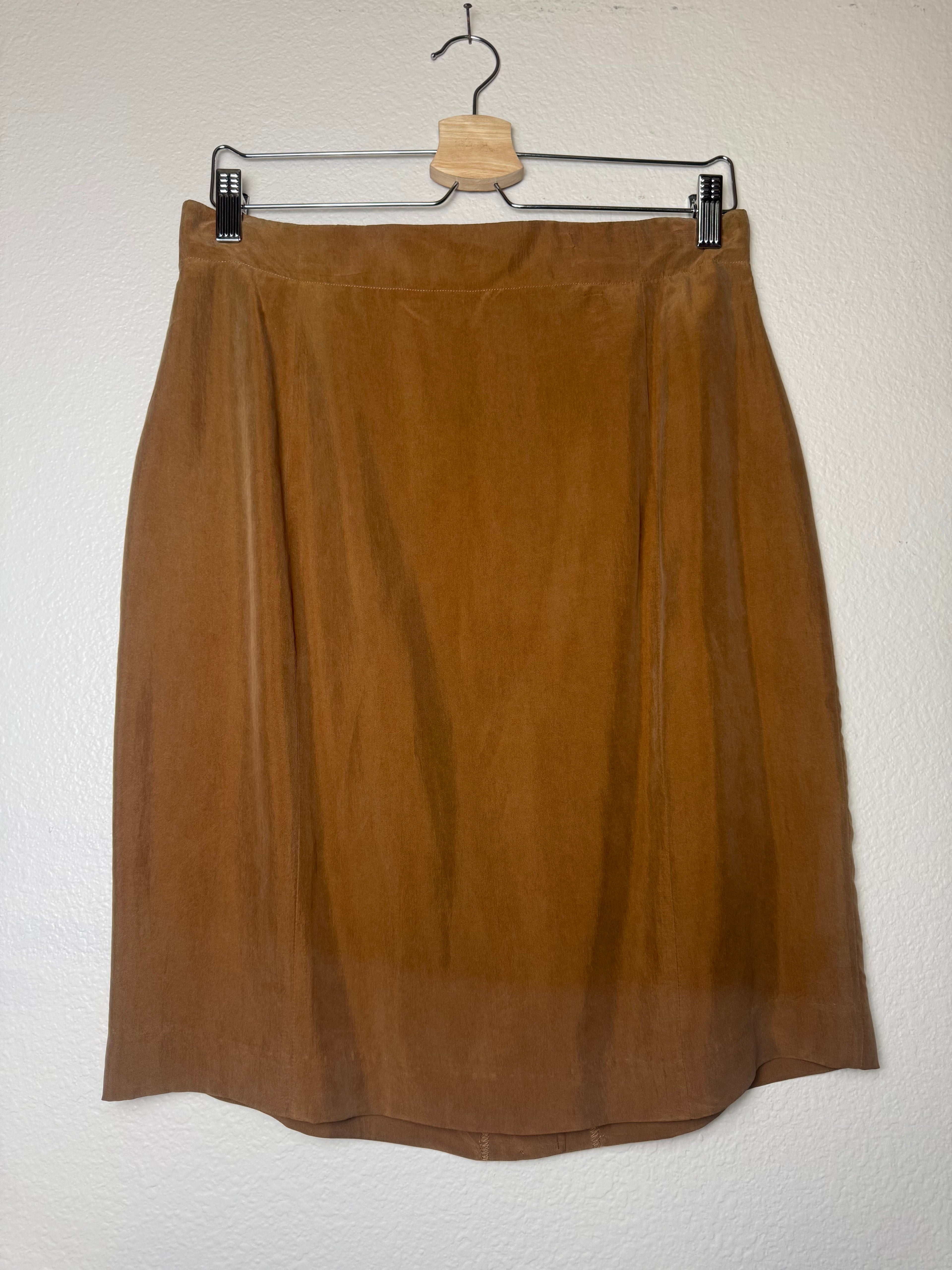 Apart 100% Silk Size 14 Light Brown Pencil Skirt