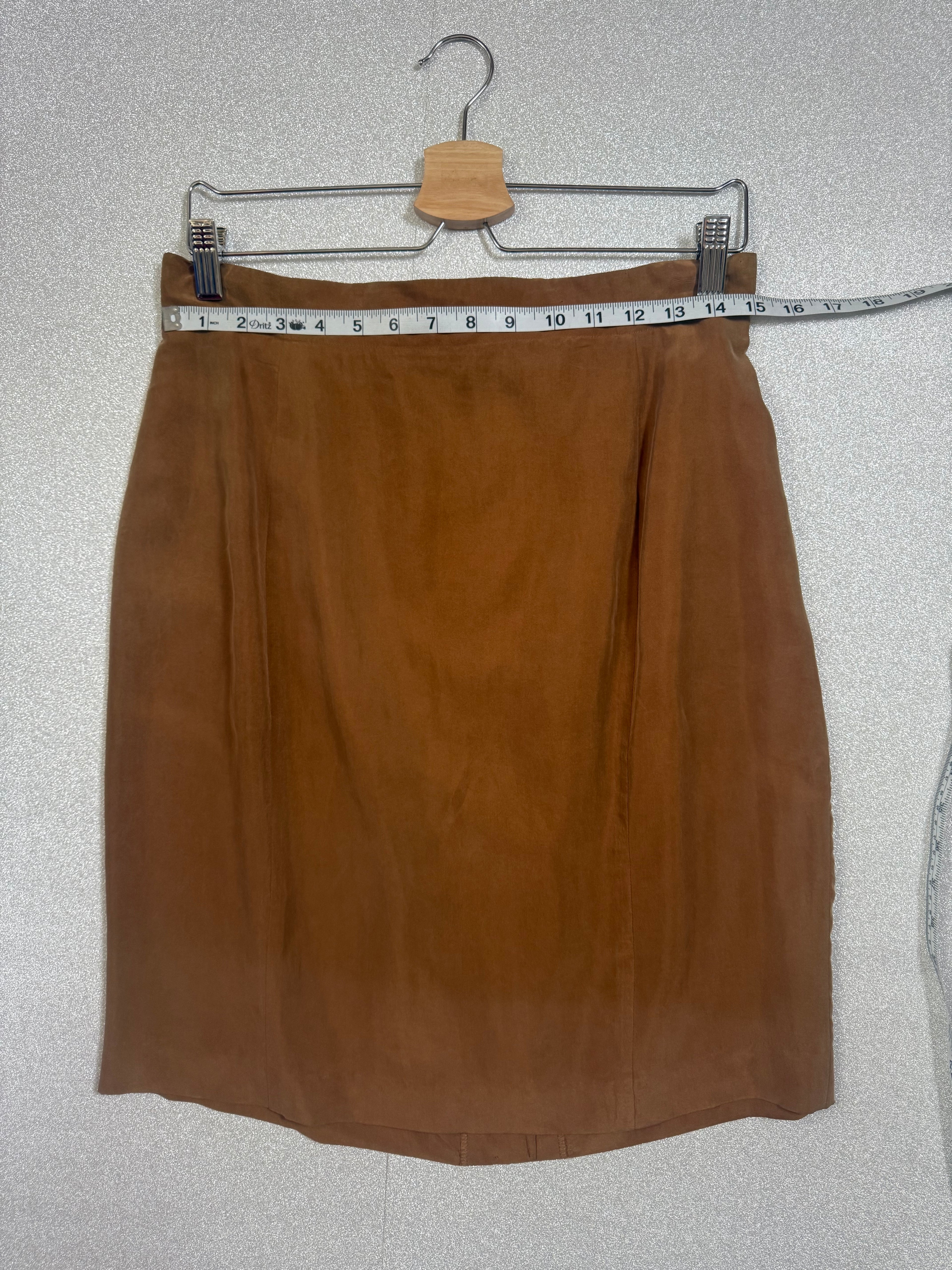 Apart 100% Silk Size 14 Light Brown Pencil Skirt