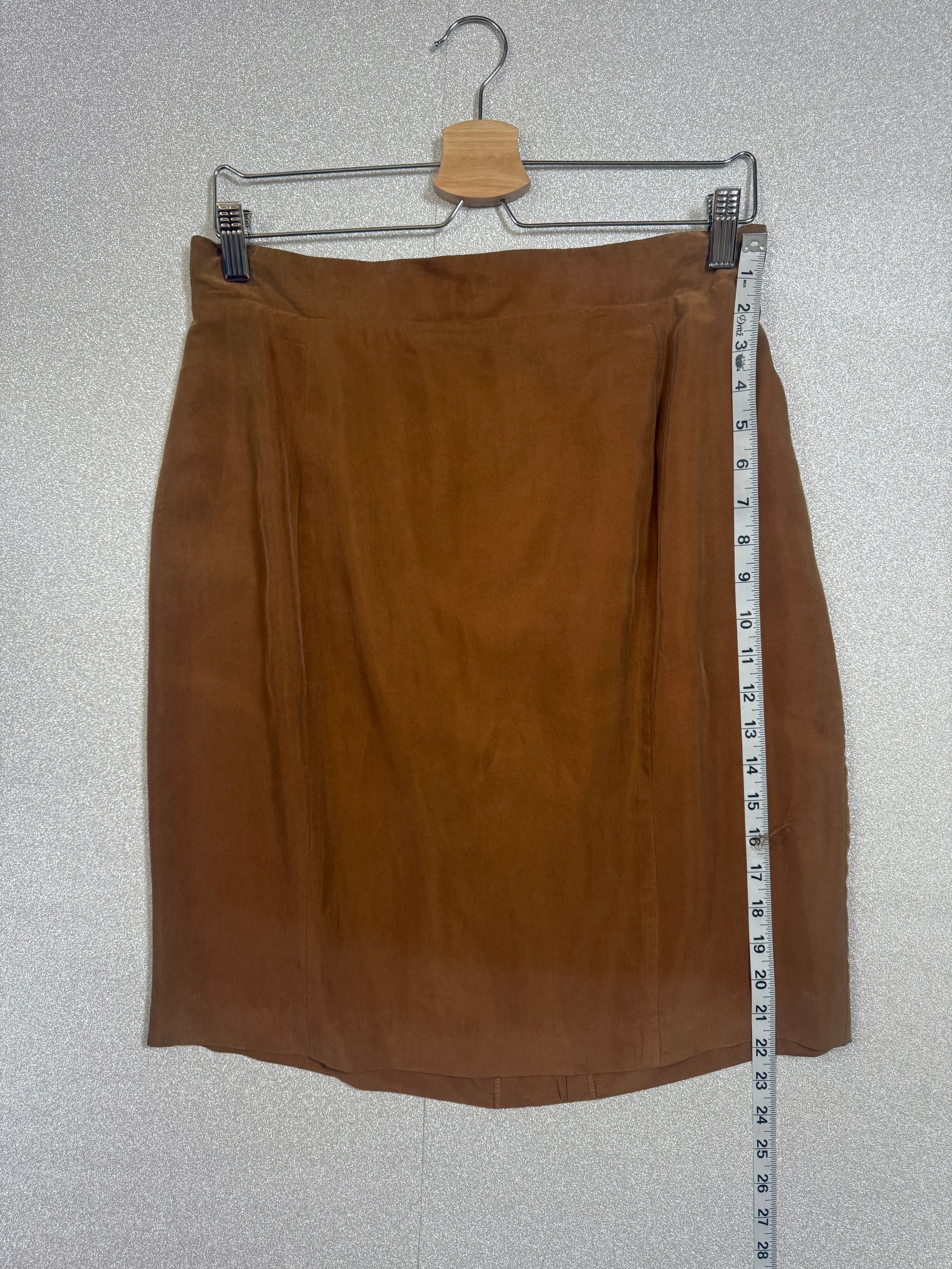 Apart 100% Silk Size 14 Light Brown Pencil Skirt