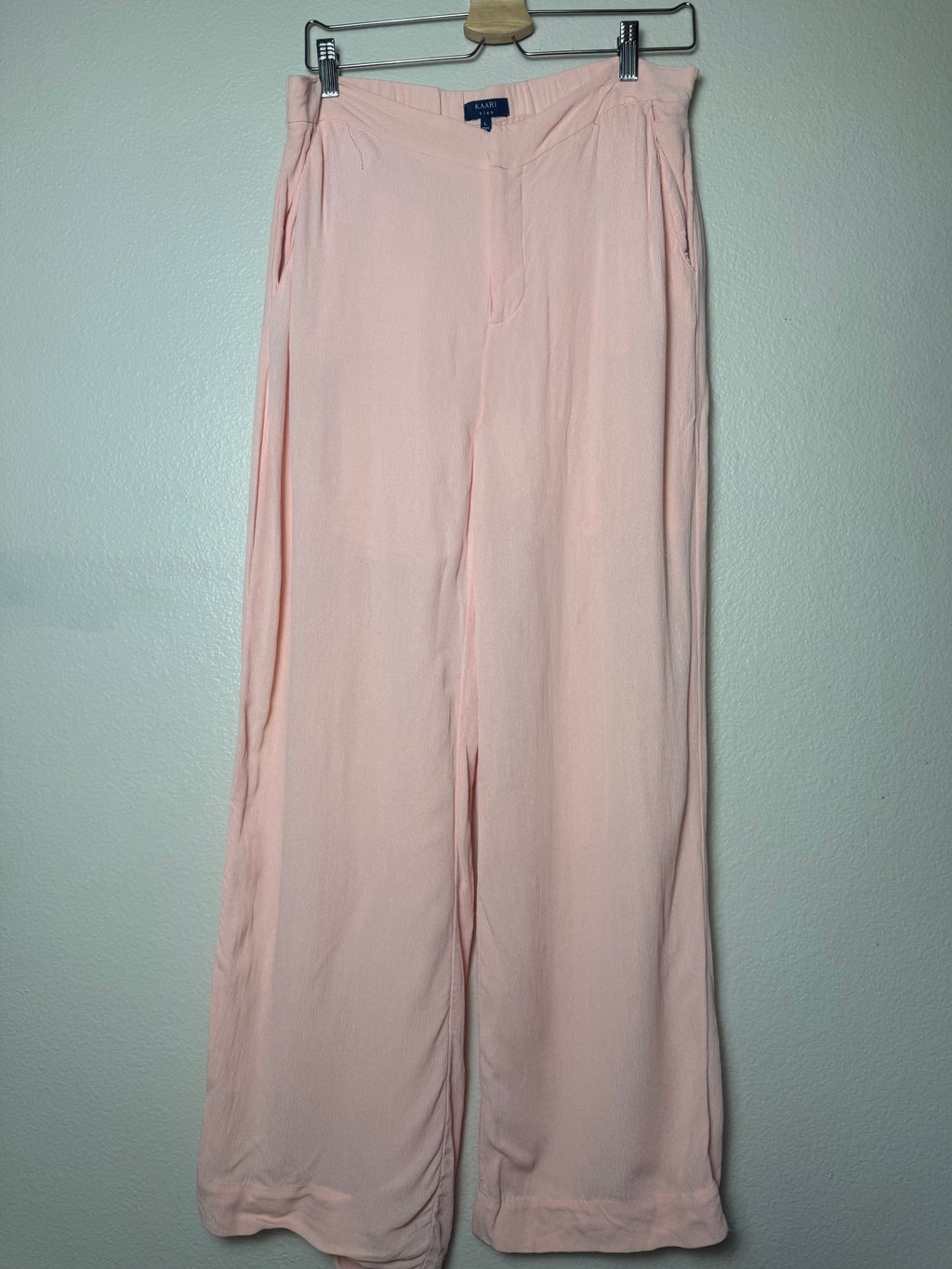 Kaari Blue 100% Viscose L Light Peach Straight Leg Pants
