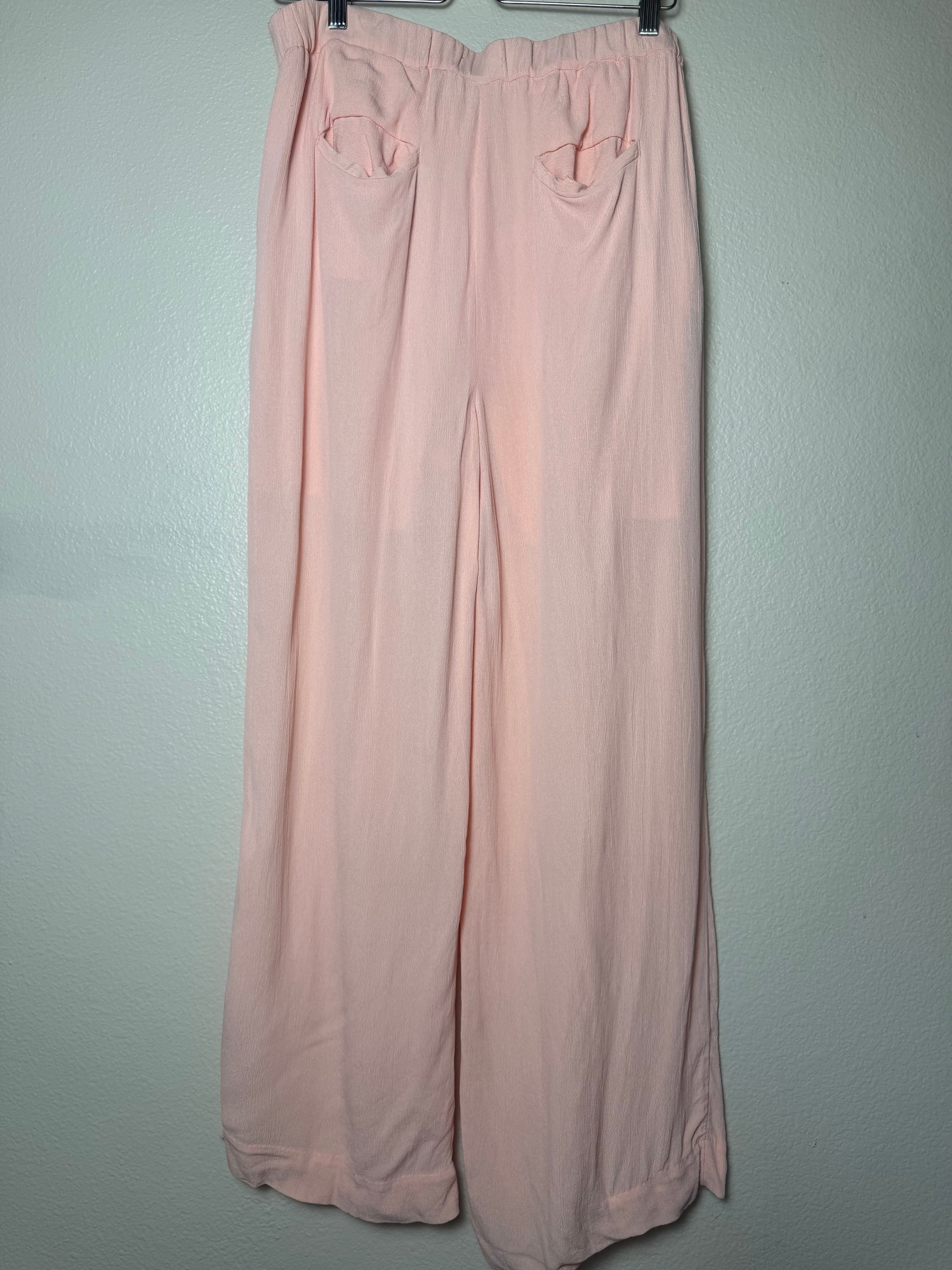 Kaari Blue 100% Viscose L Light Peach Straight Leg Pants