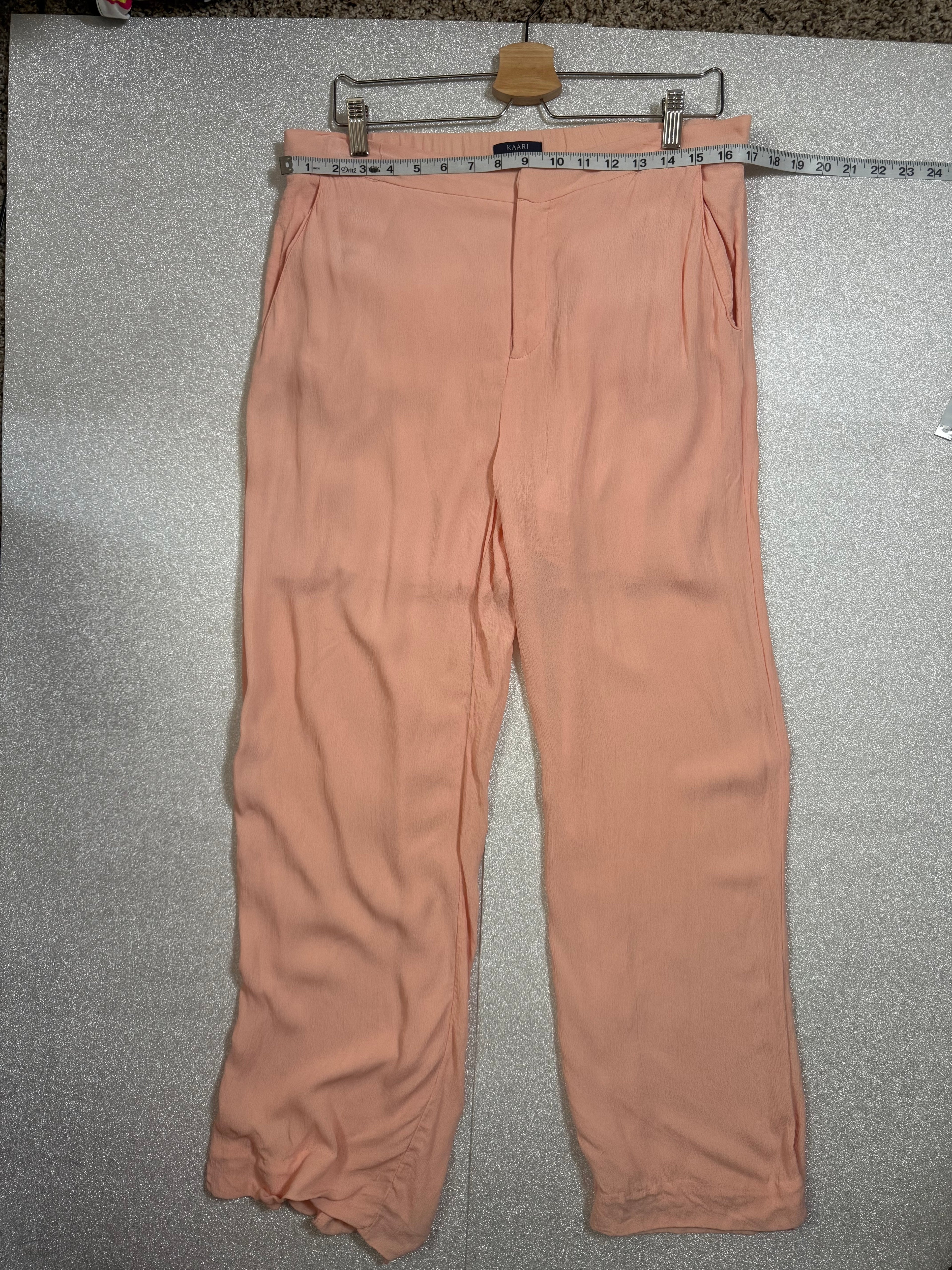 Kaari Blue 100% Viscose L Light Peach Straight Leg Pants