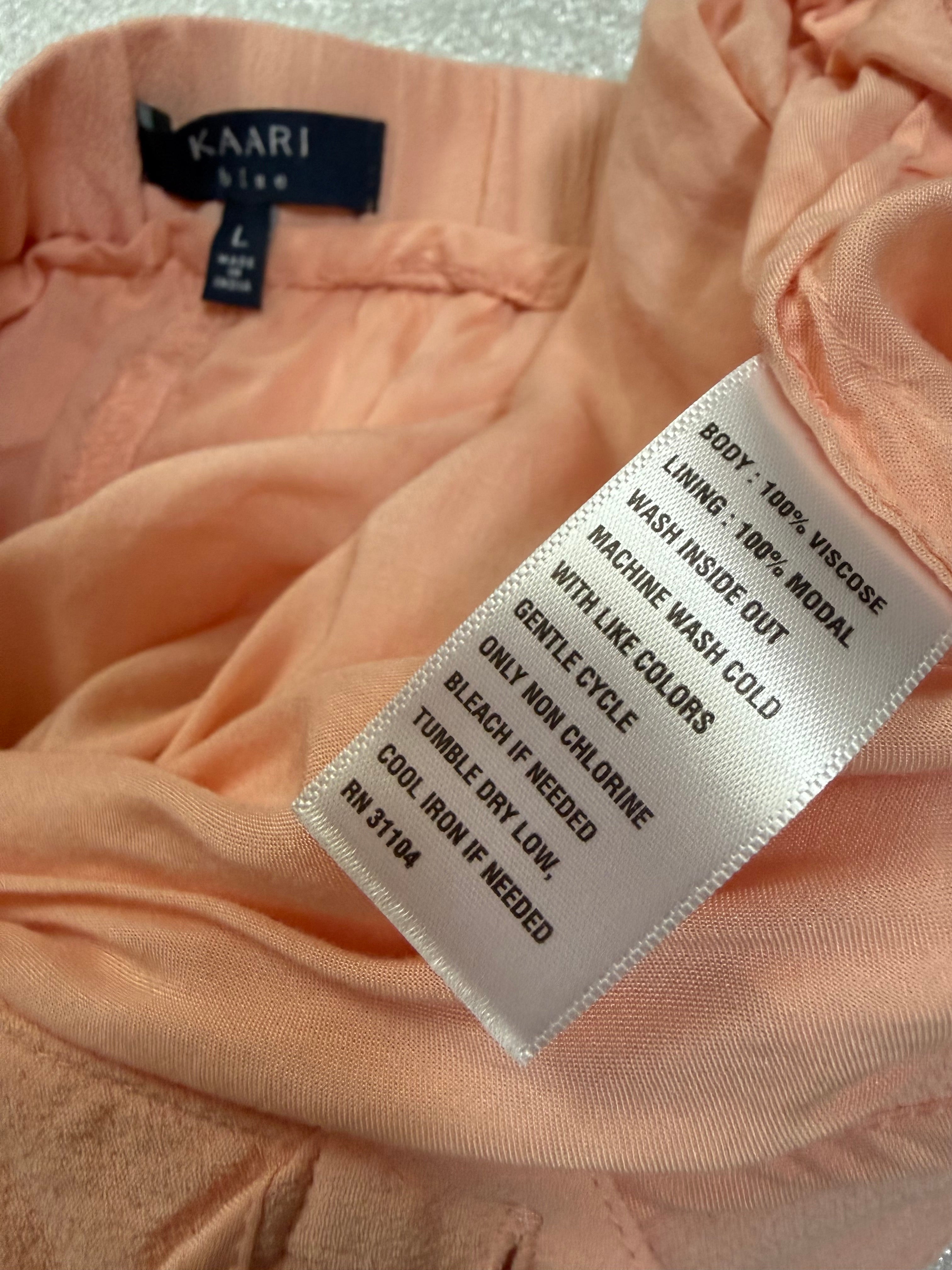 Kaari Blue 100% Viscose L Light Peach Straight Leg Pants