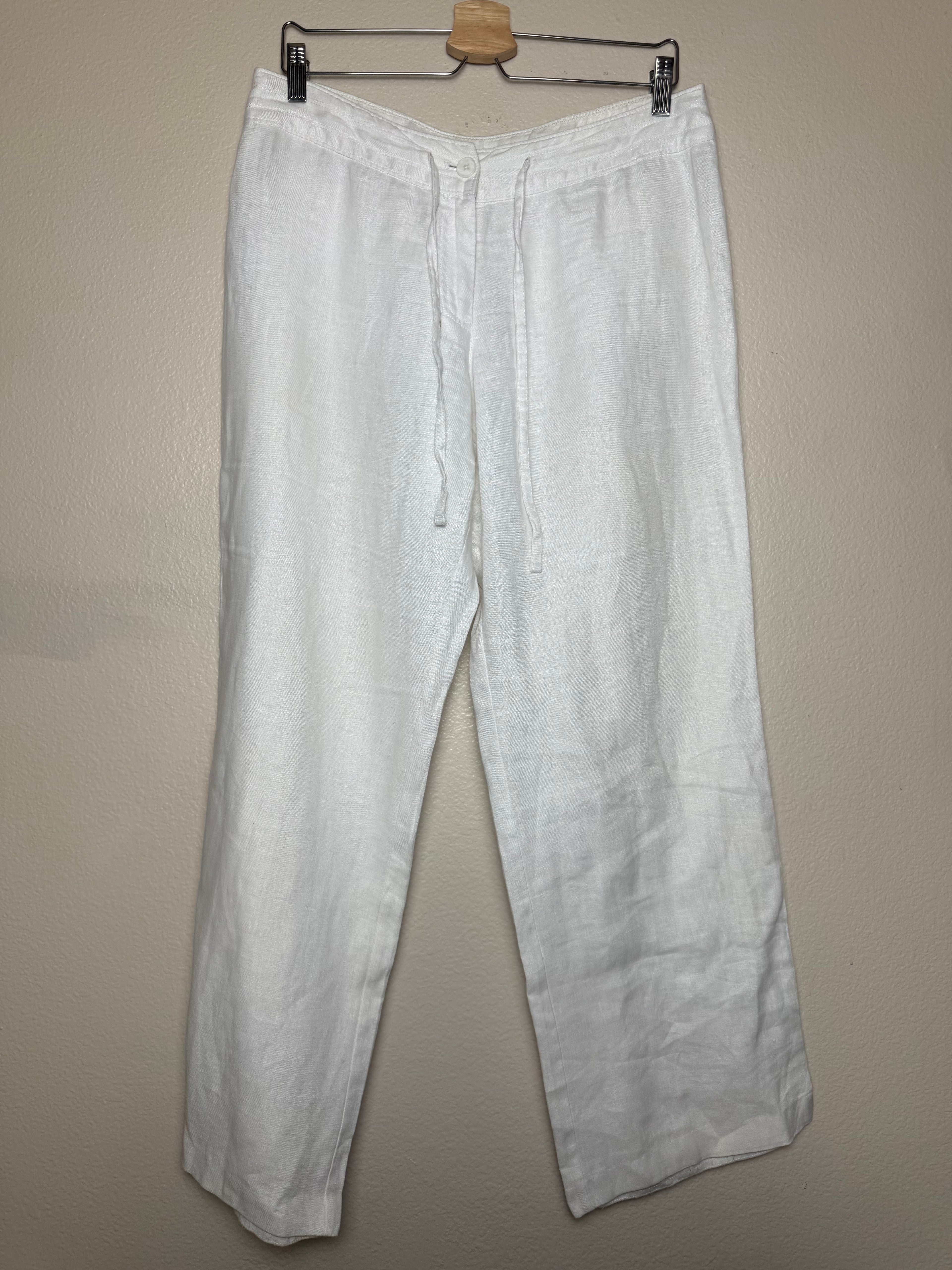 Tommy Bahama 100% Linen Size 8 White Straight Leg Pants