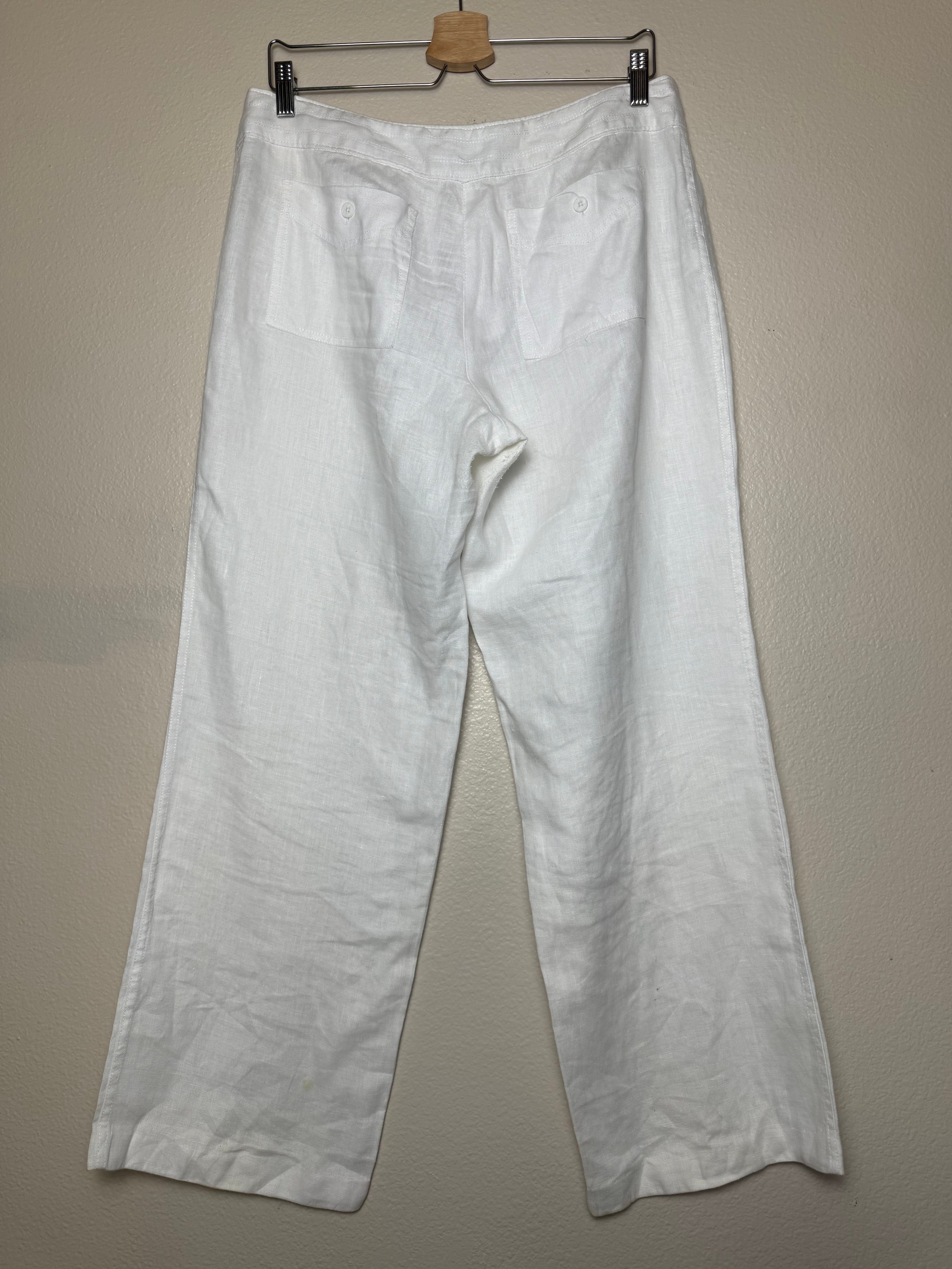 Tommy Bahama 100% Linen Size 8 White Straight Leg Pants