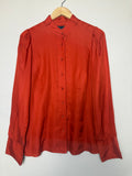 Banana Republic 57% Silk 43% Cotton L Burnt Orange-Red Long Sleeve Button Down