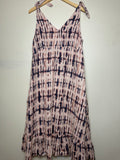 Time and Tru 100% Cotton 2X Navy and Beige Tie Dye Tank Top Midi Dress