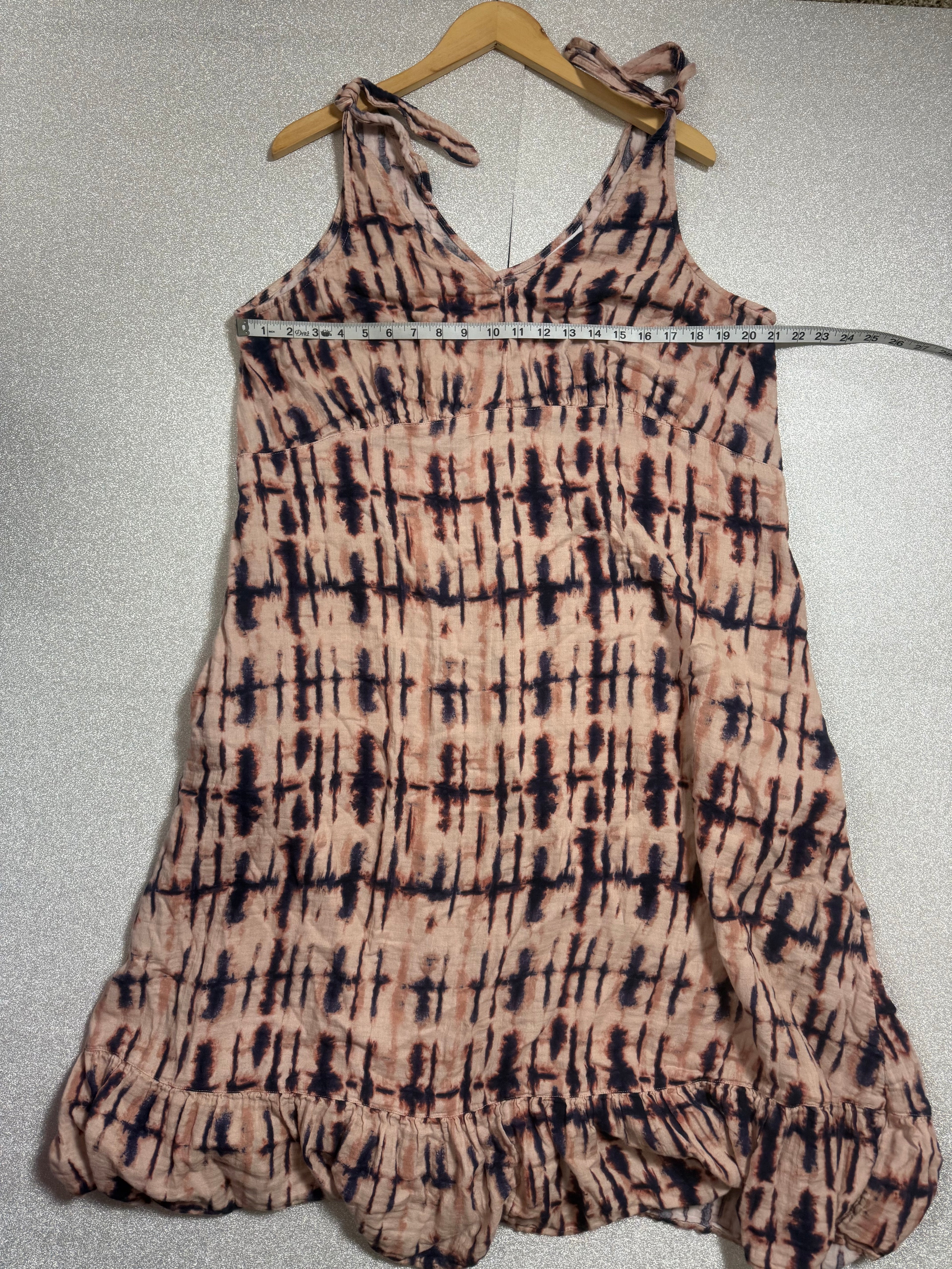 Time and Tru 100% Cotton 2X Navy and Beige Tie Dye Tank Top Midi Dress