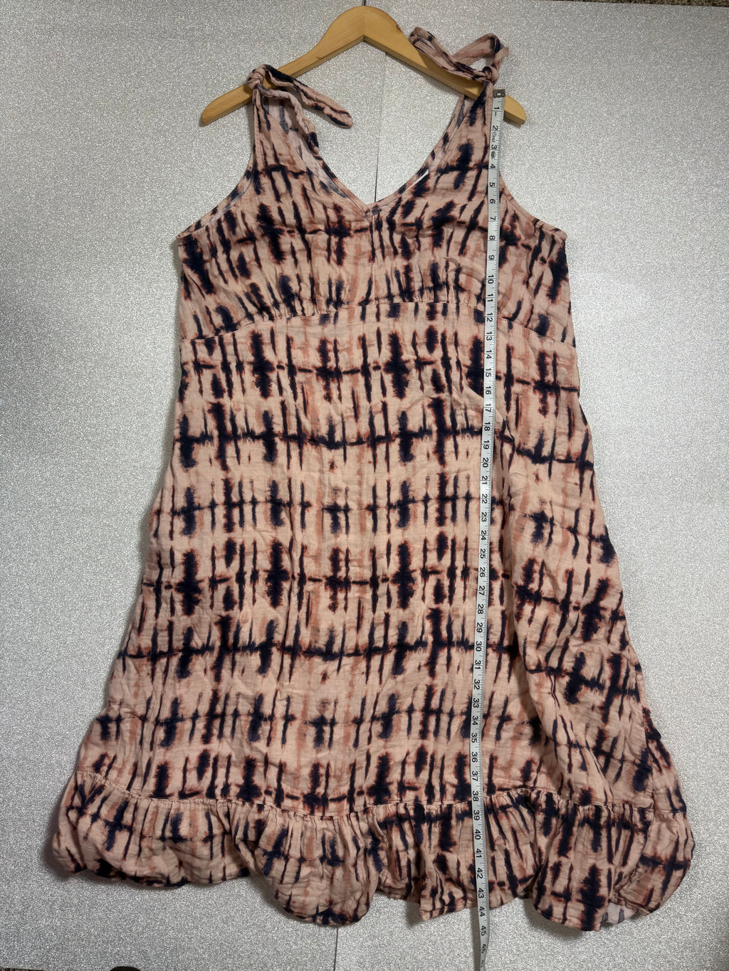Time and Tru 100% Cotton 2X Navy and Beige Tie Dye Tank Top Midi Dress
