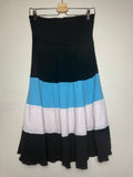 Belize 100% Cotton XL Black with Blue and White Stripes Tube Top Mini Dress