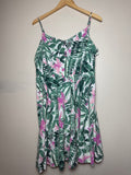 Old Navy 100% Rayon 2X Plant Print Spaghetti Strap Mini Dress