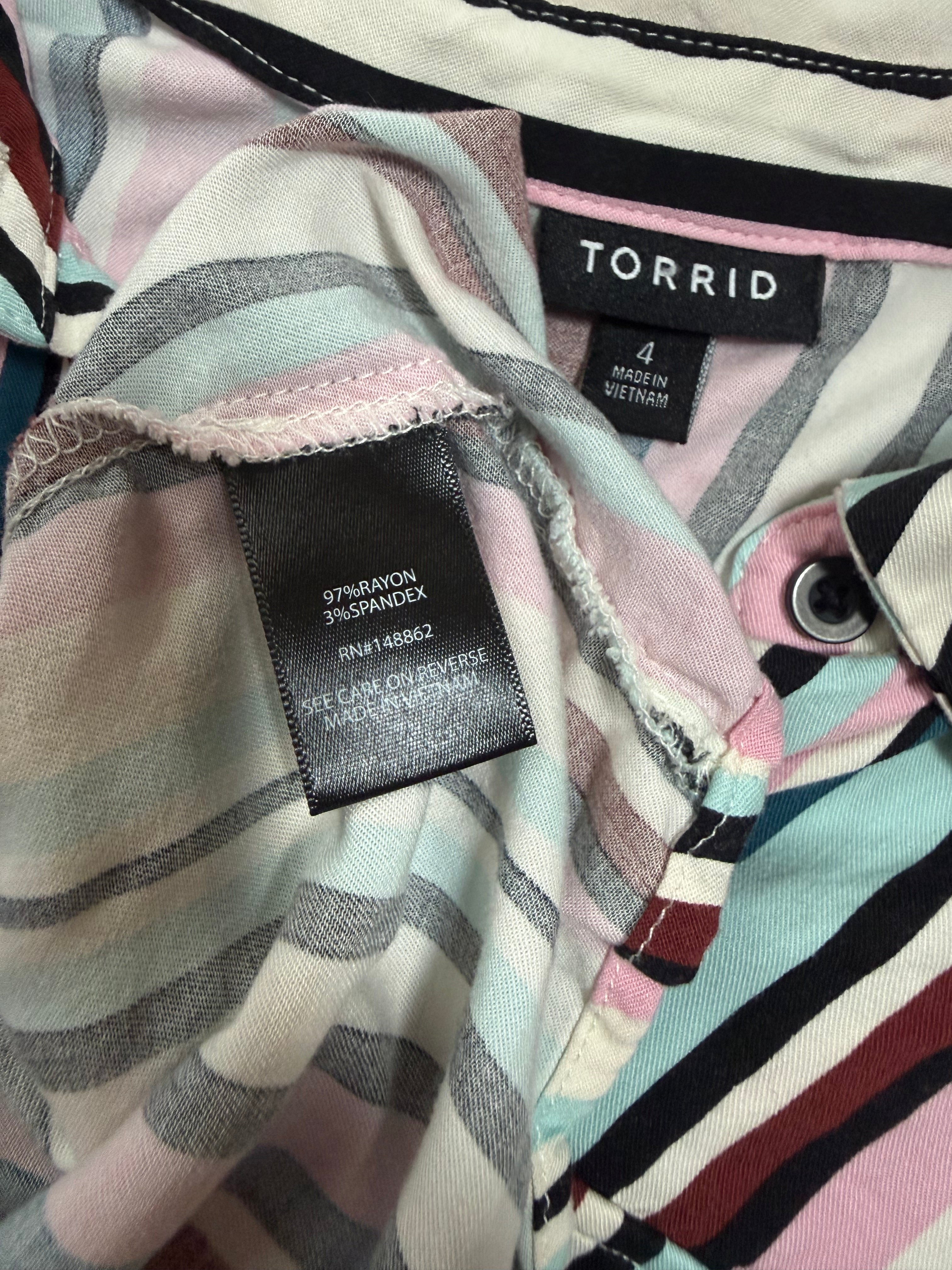 Torrid 97% Rayon 3% Spandex 4X Navy Pink White and Light Blue Striped Maxi Dress
