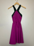 Moda International 96% Cotton 4% Elastane SIze 6 Magenta and Black Halter Top Mini Dress