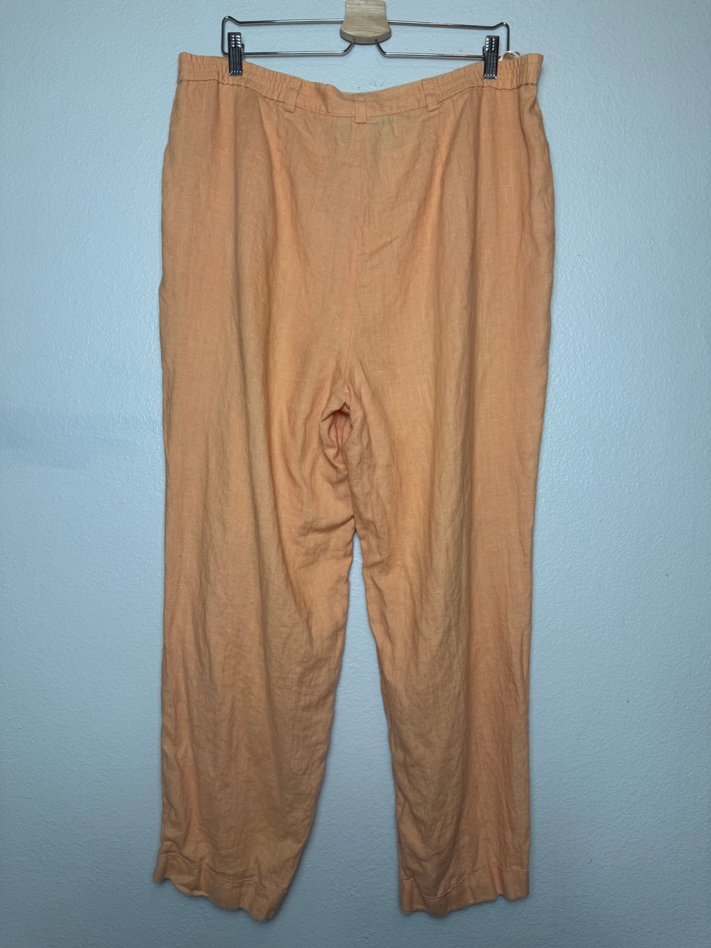 Ellen Tracy 100% Linen Size 16 Pastel Orange Pants