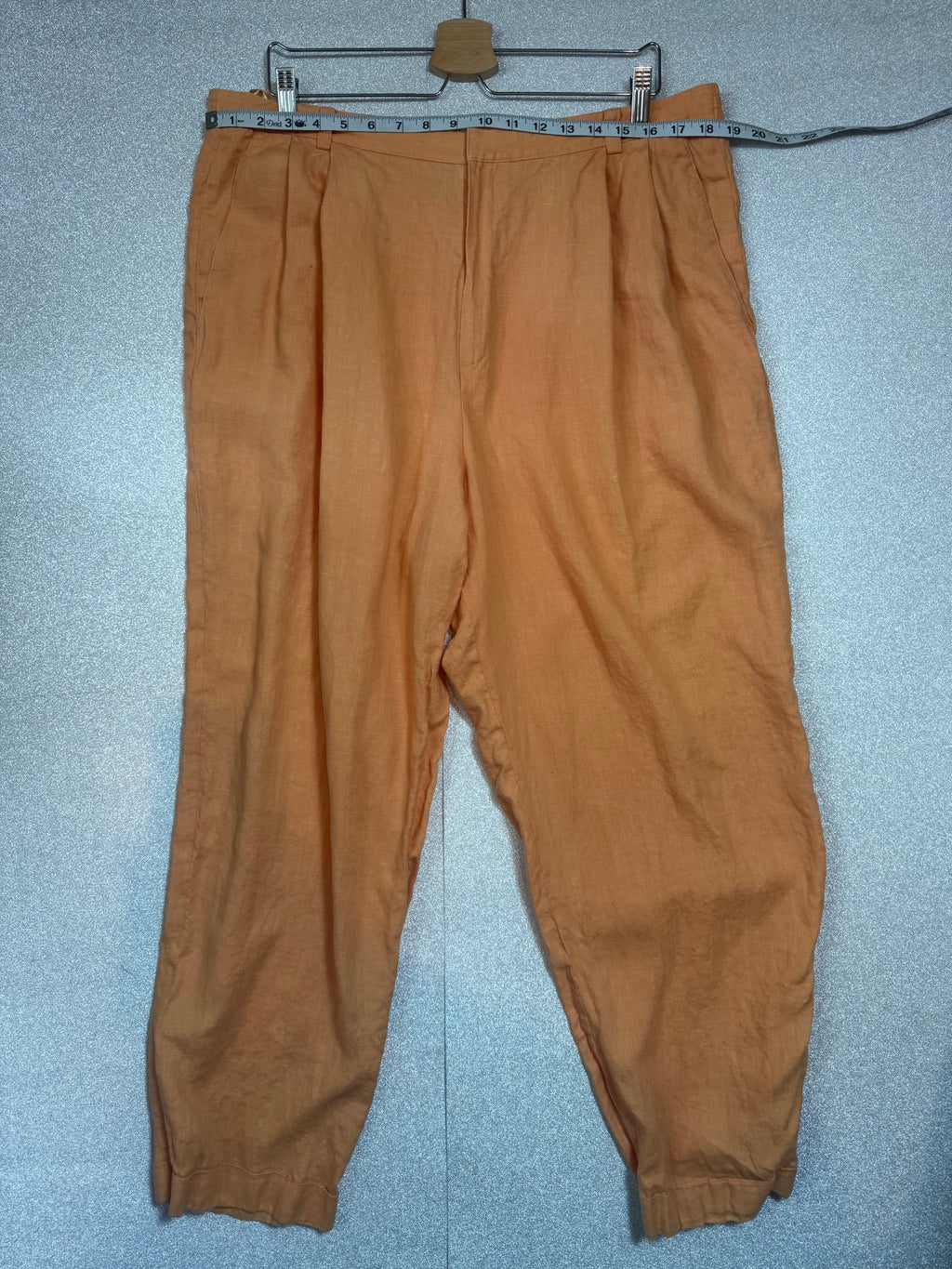 Ellen Tracy 100% Linen Size 16 Pastel Orange Pants