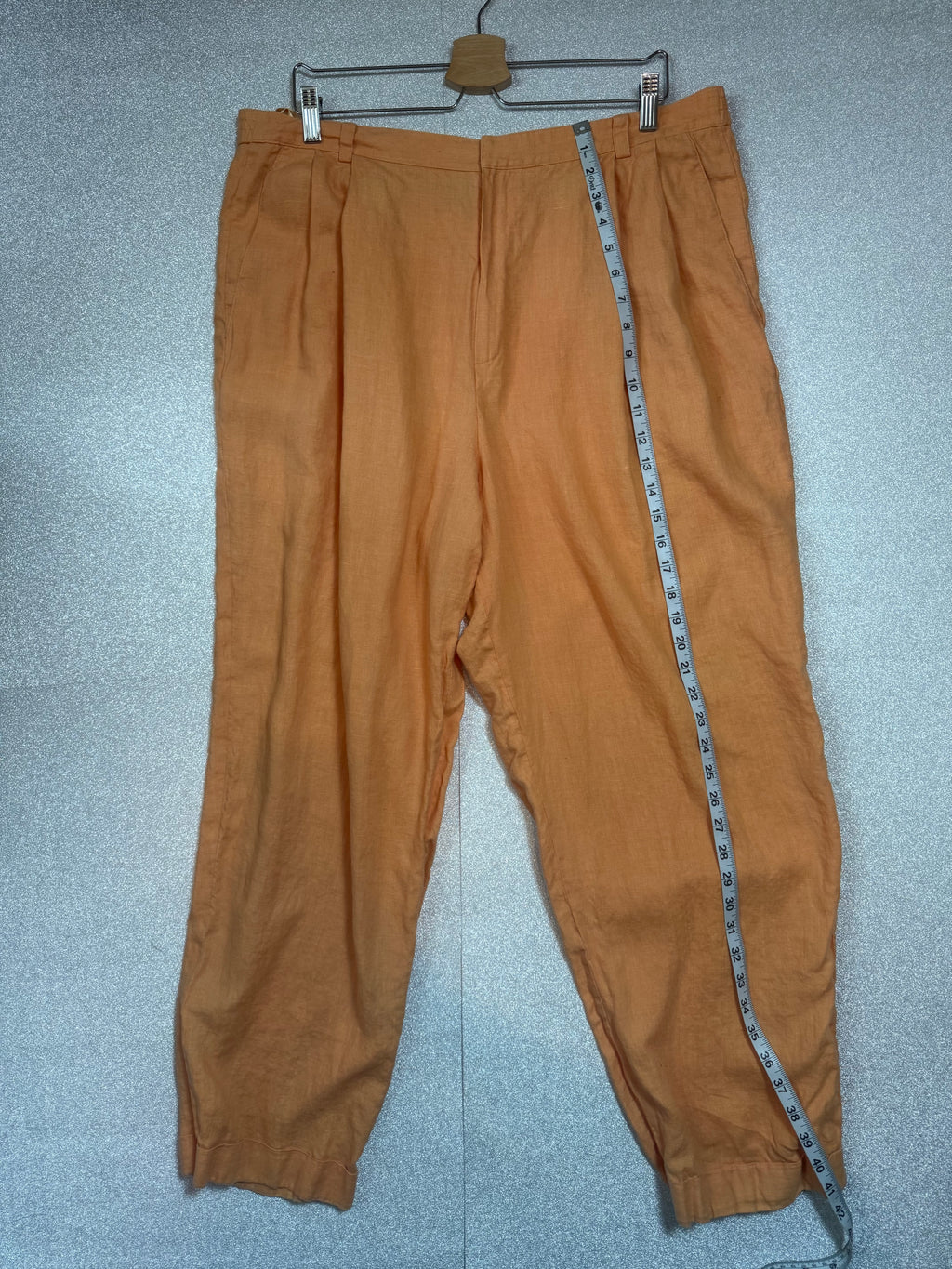 Ellen Tracy 100% Linen Size 16 Pastel Orange Pants