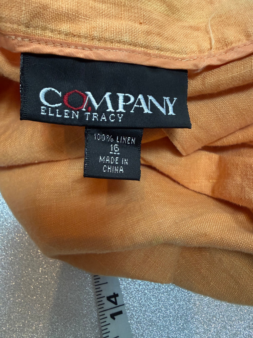 Ellen Tracy 100% Linen Size 16 Pastel Orange Pants
