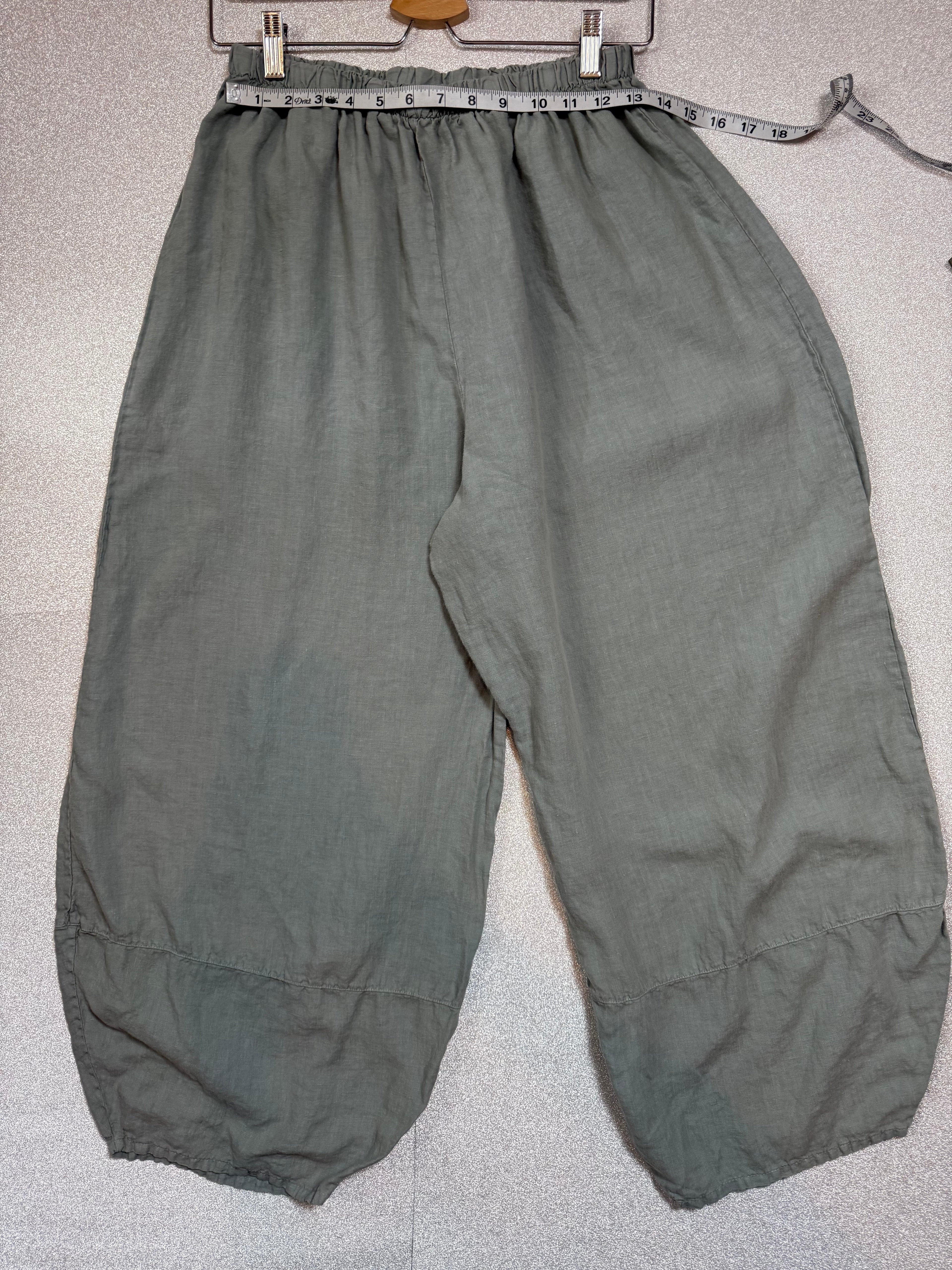 Bryn Walke 100% Linen XL Army Green Palazzo Pants