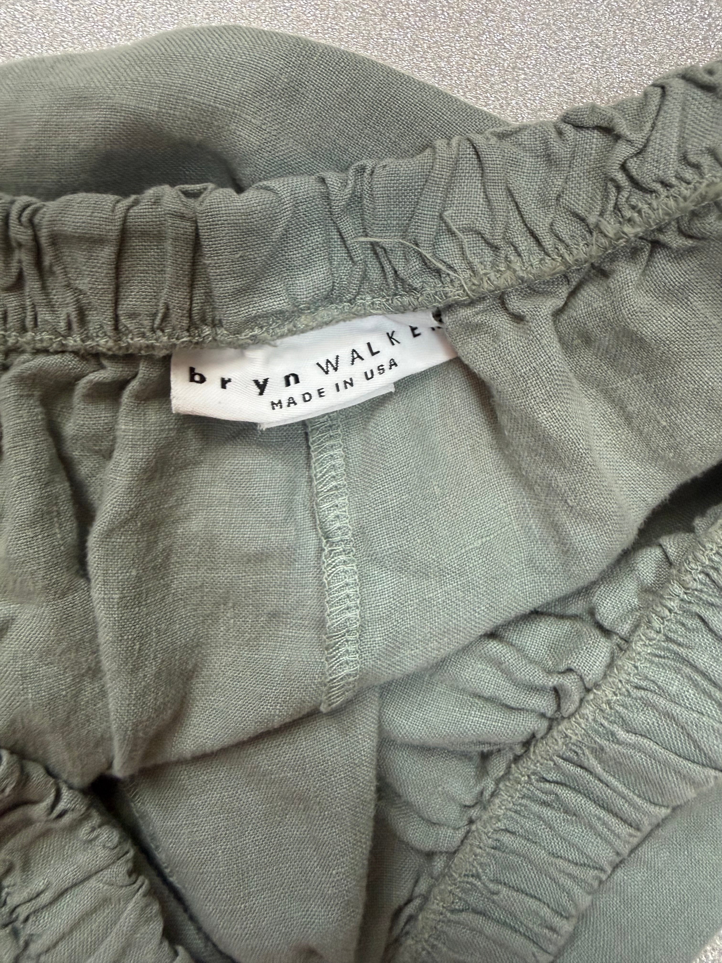 Bryn Walke 100% Linen XL Army Green Palazzo Pants