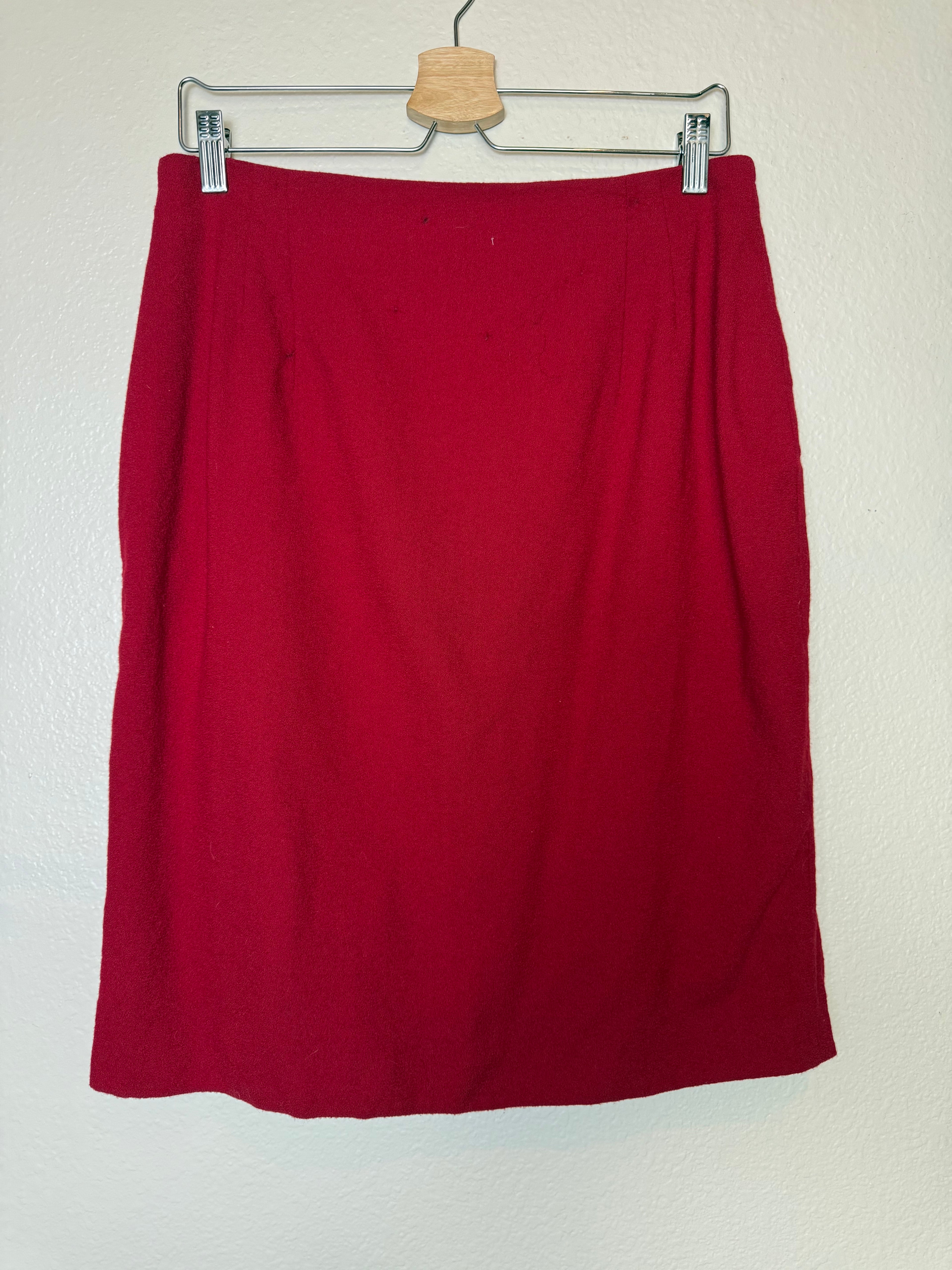 Jones New York 100% Wool Size 14 Red Pencil Skirt