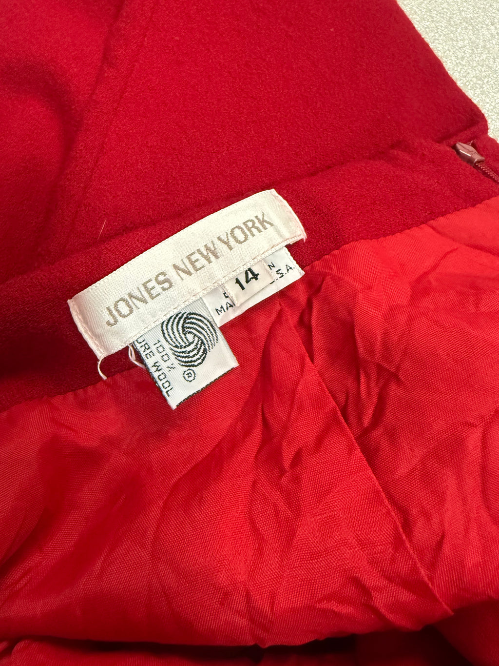 Jones New York 100% Wool Size 14 Red Pencil Skirt