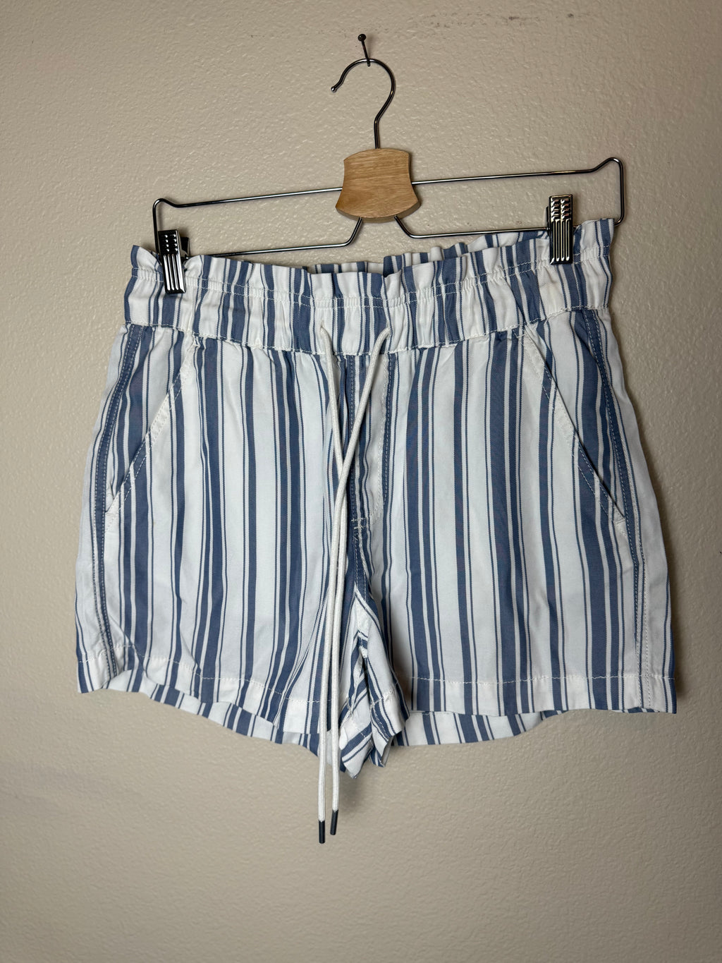 Loft 100% Lyocell S Blue and White Striped Shorts