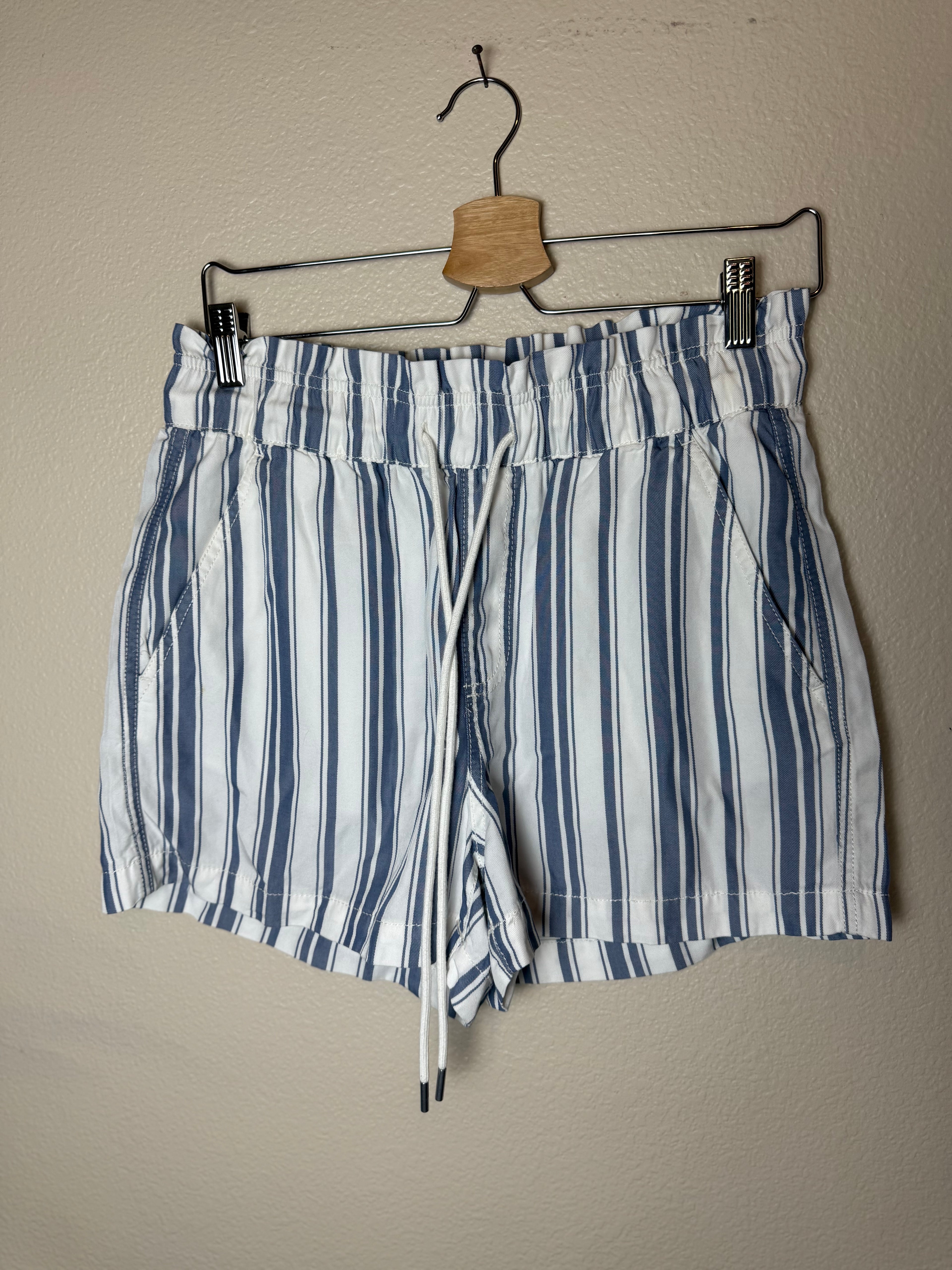 Loft 100% Lyocell S Blue and White Striped Shorts