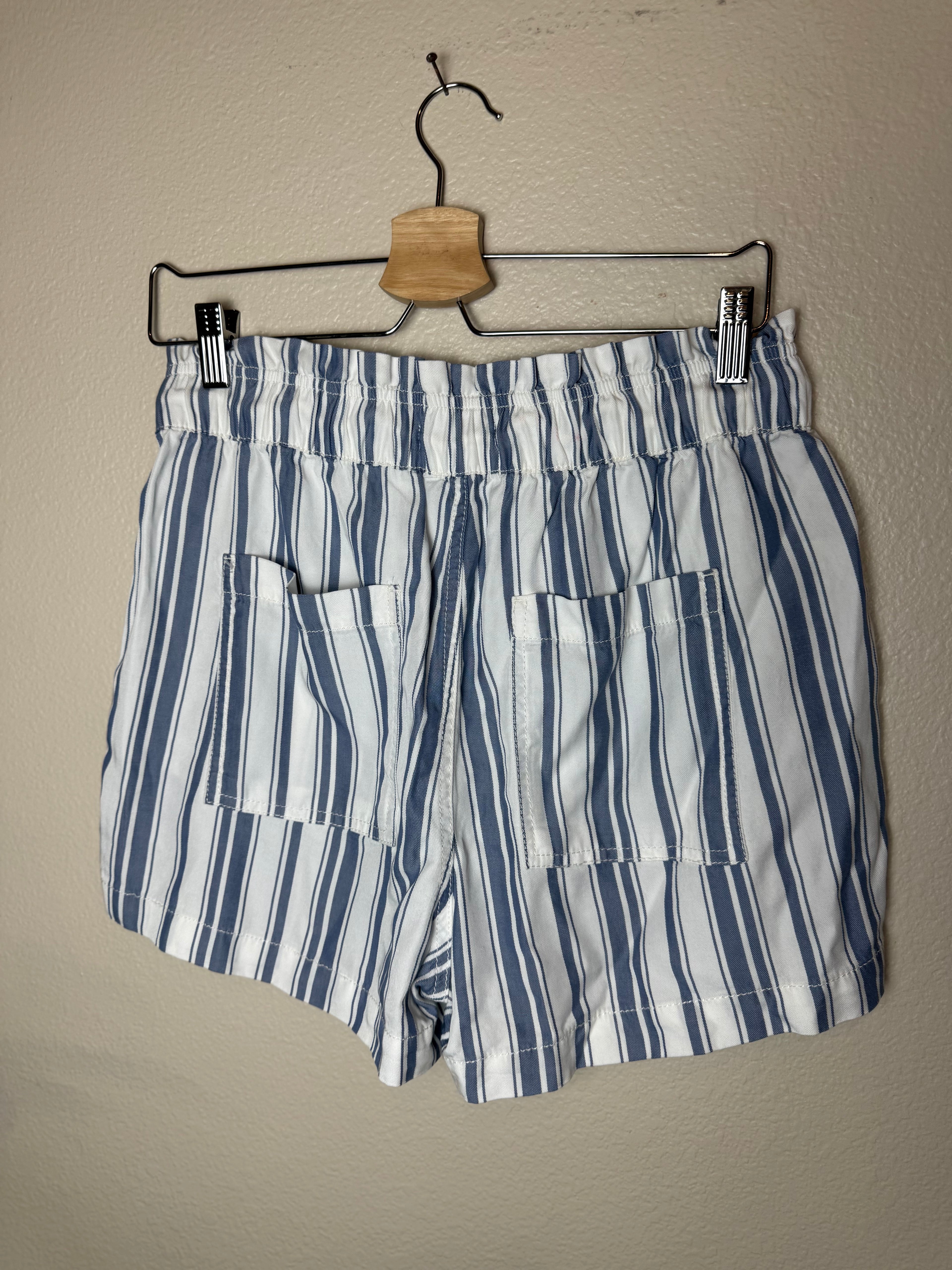 Loft 100% Lyocell S Blue and White Striped Shorts