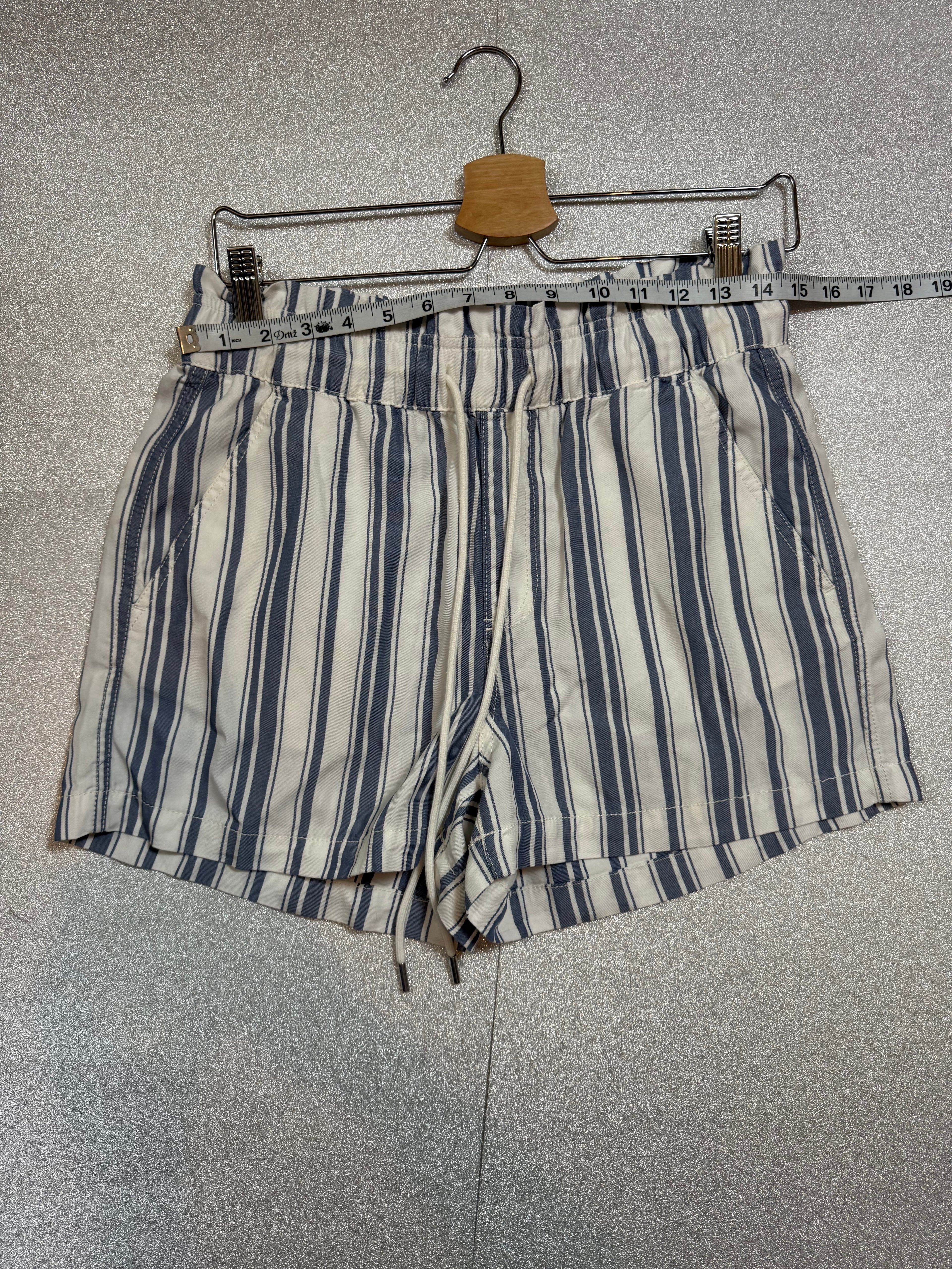 Loft 100% Lyocell S Blue and White Striped Shorts