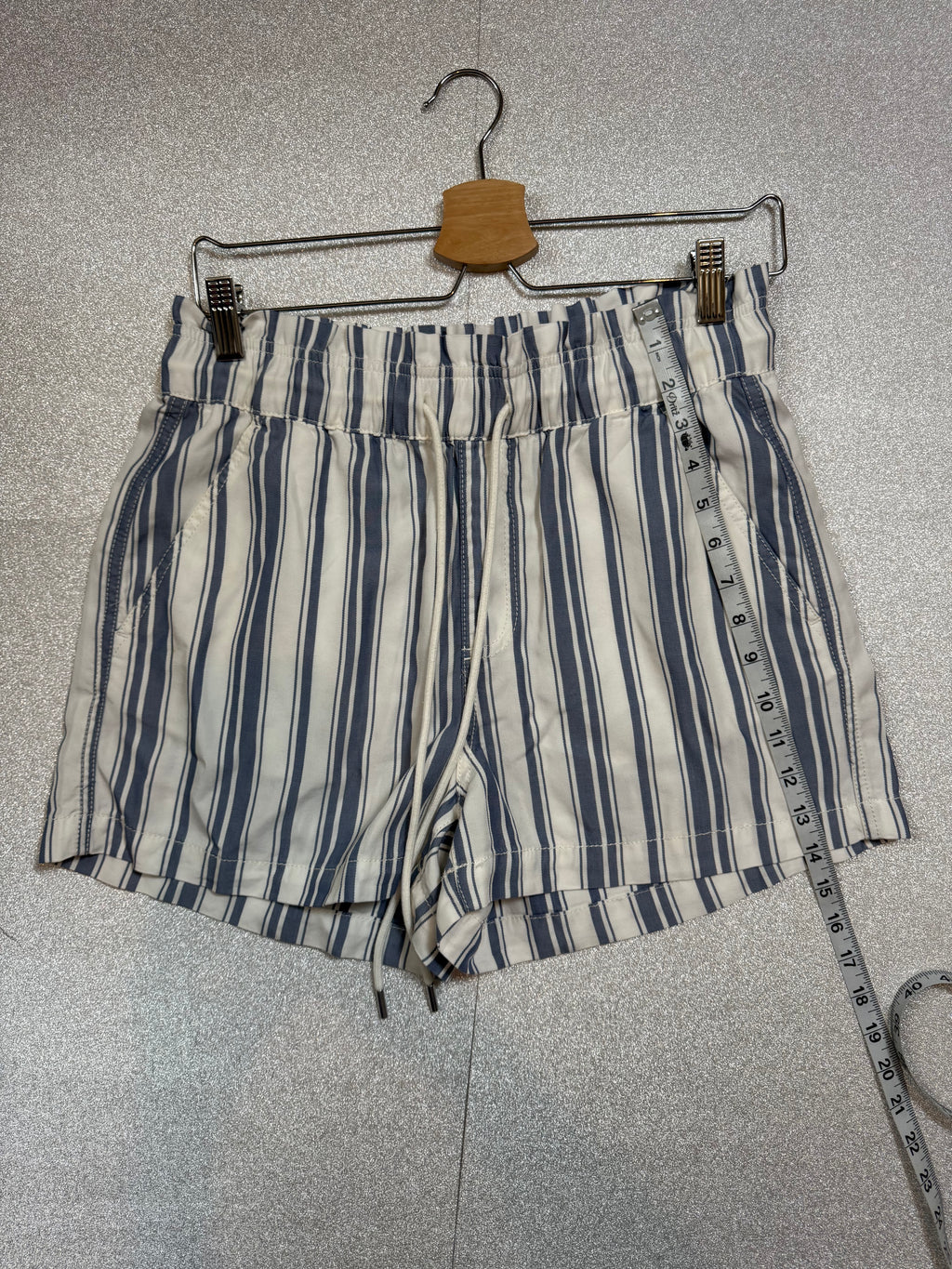 Loft 100% Lyocell S Blue and White Striped Shorts