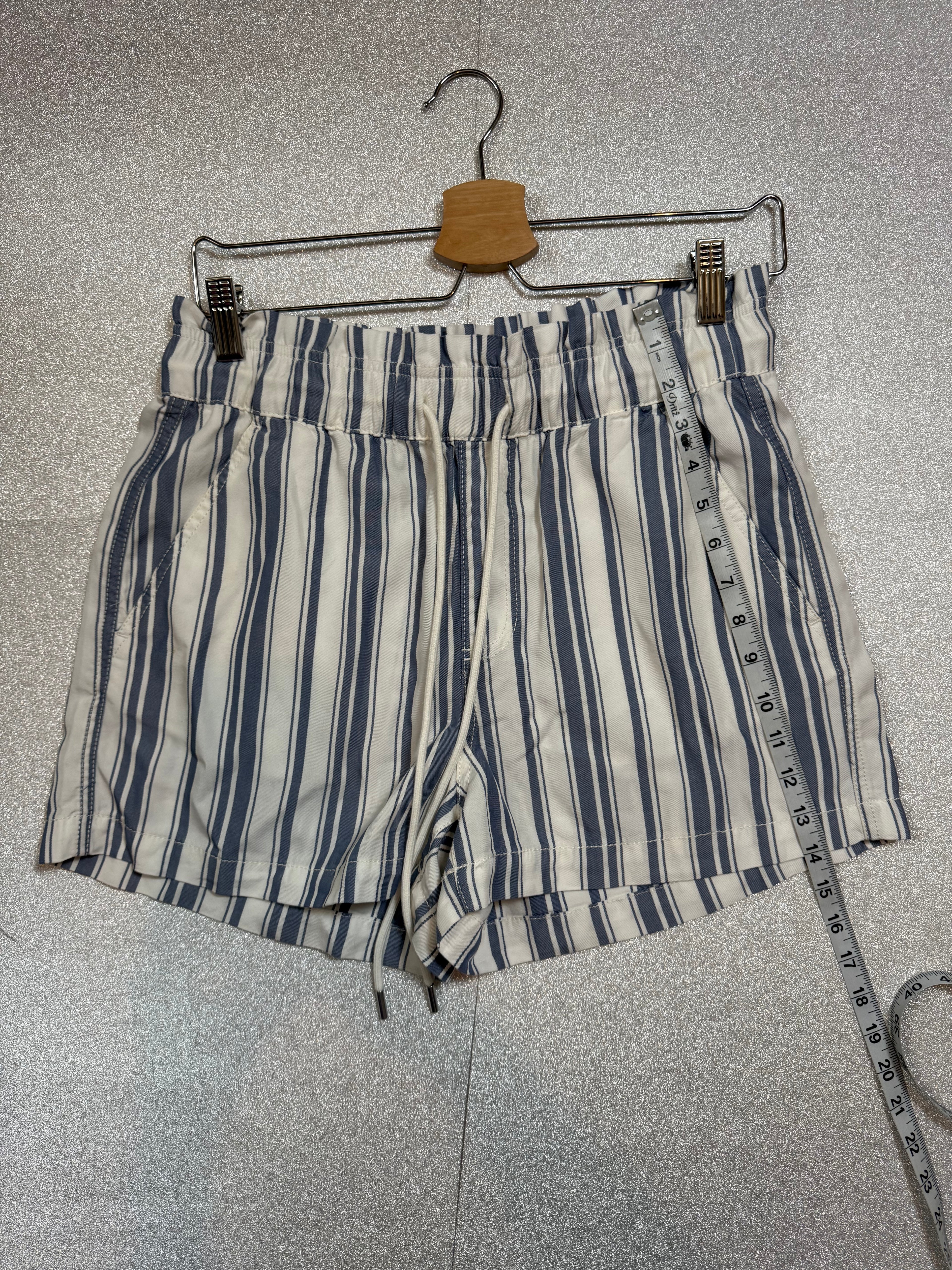 Loft 100% Lyocell S Blue and White Striped Shorts