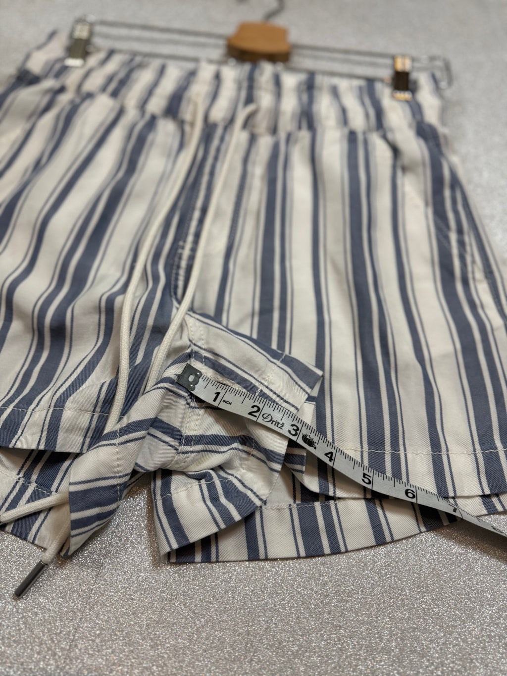 Loft 100% Lyocell S Blue and White Striped Shorts