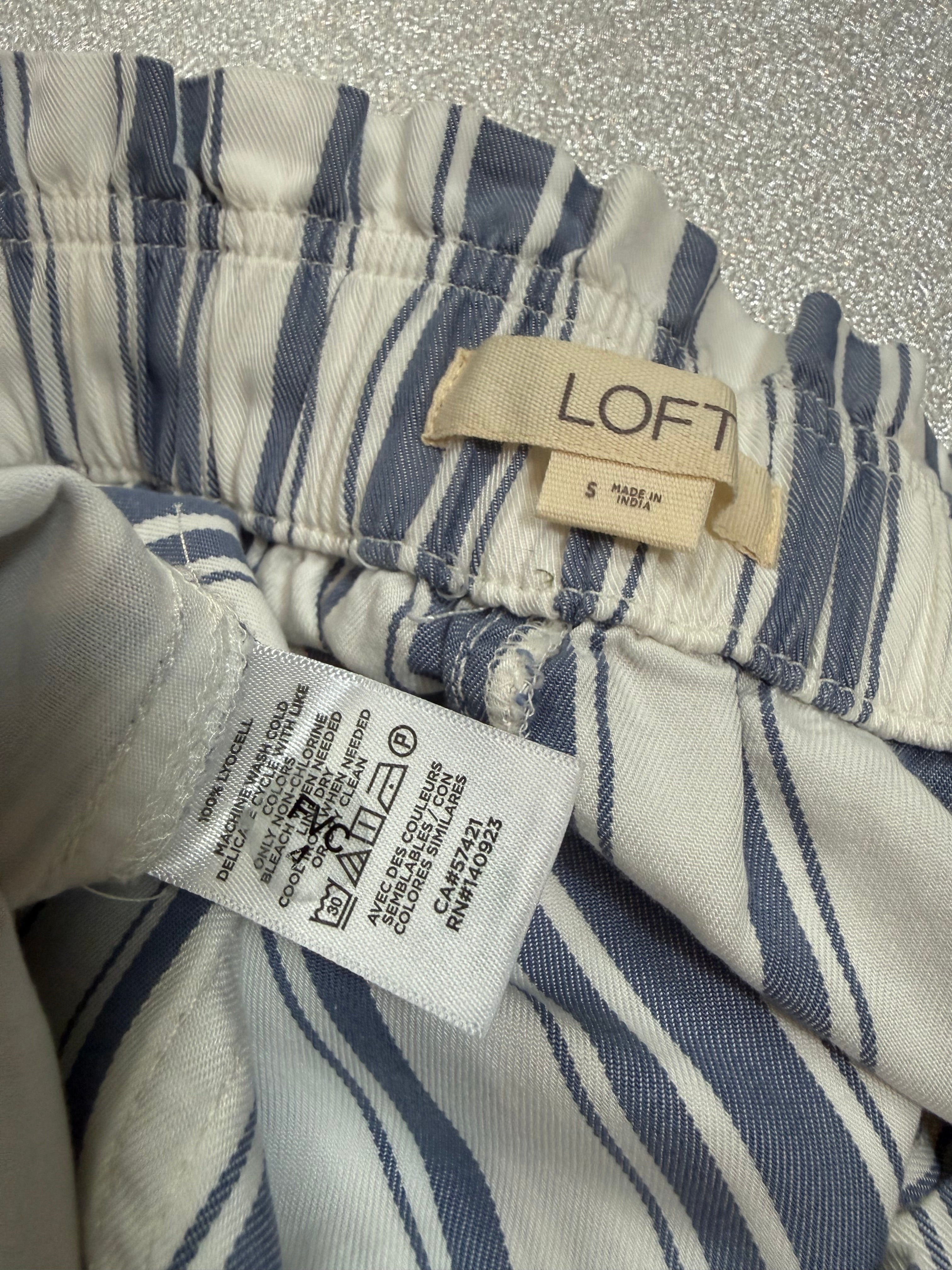 Loft 100% Lyocell S Blue and White Striped Shorts