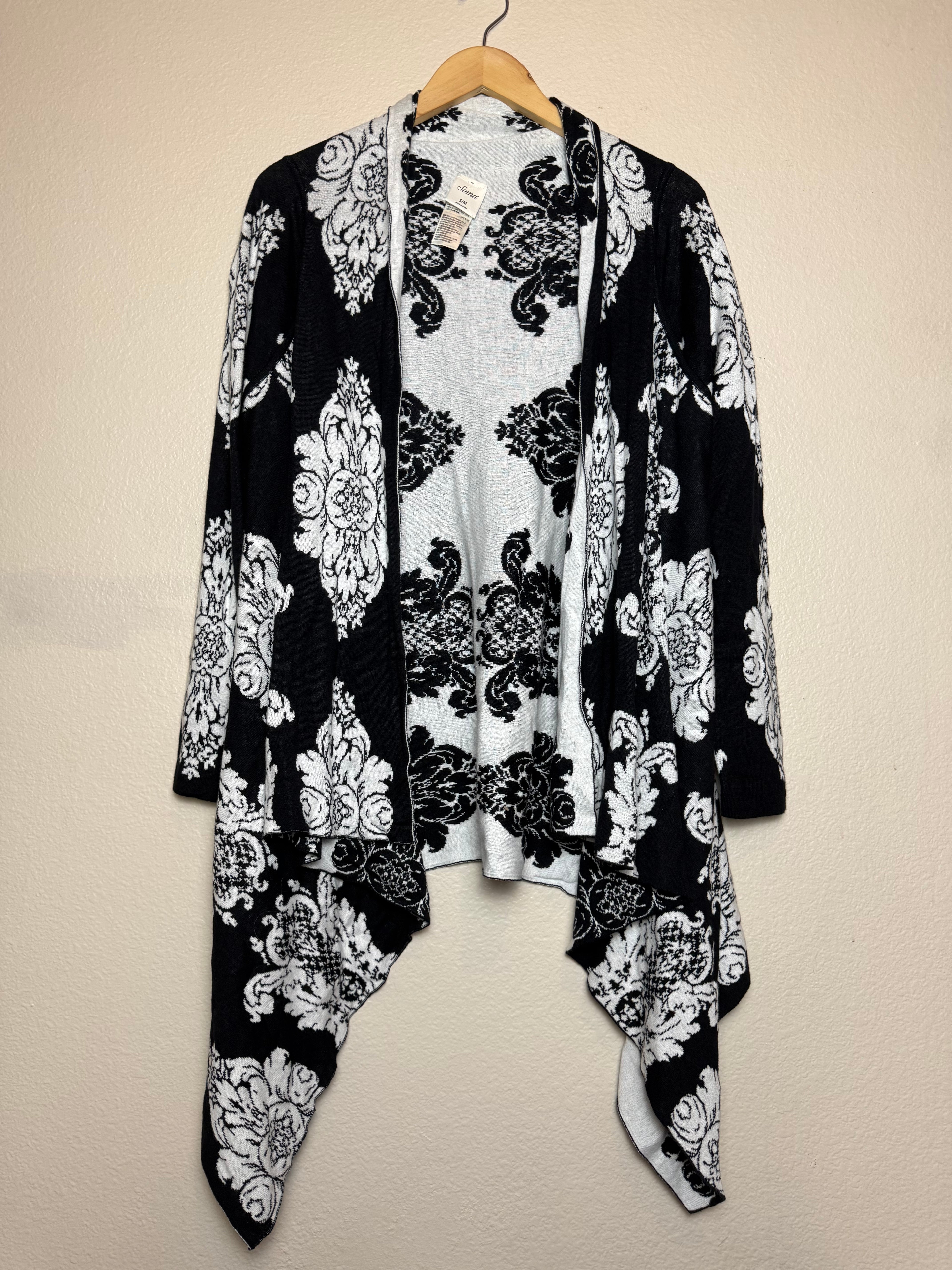 Soma 100% Cotton S/M Black and White Cardigan