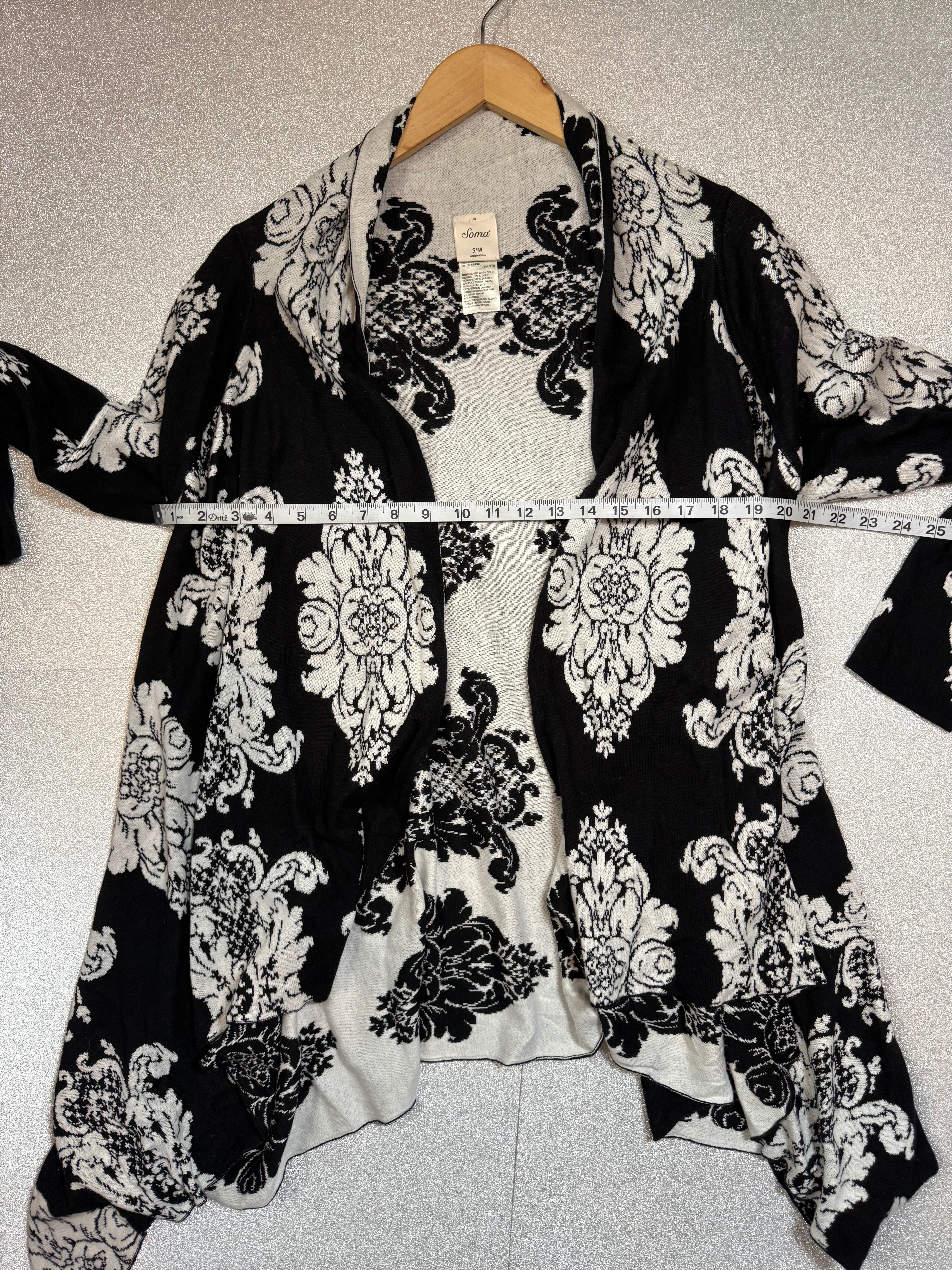 Soma 100% Cotton S/M Black and White Cardigan