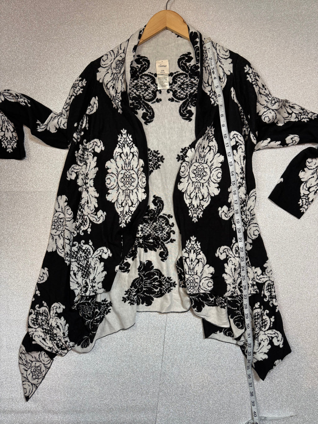 Soma 100% Cotton S/M Black and White Cardigan