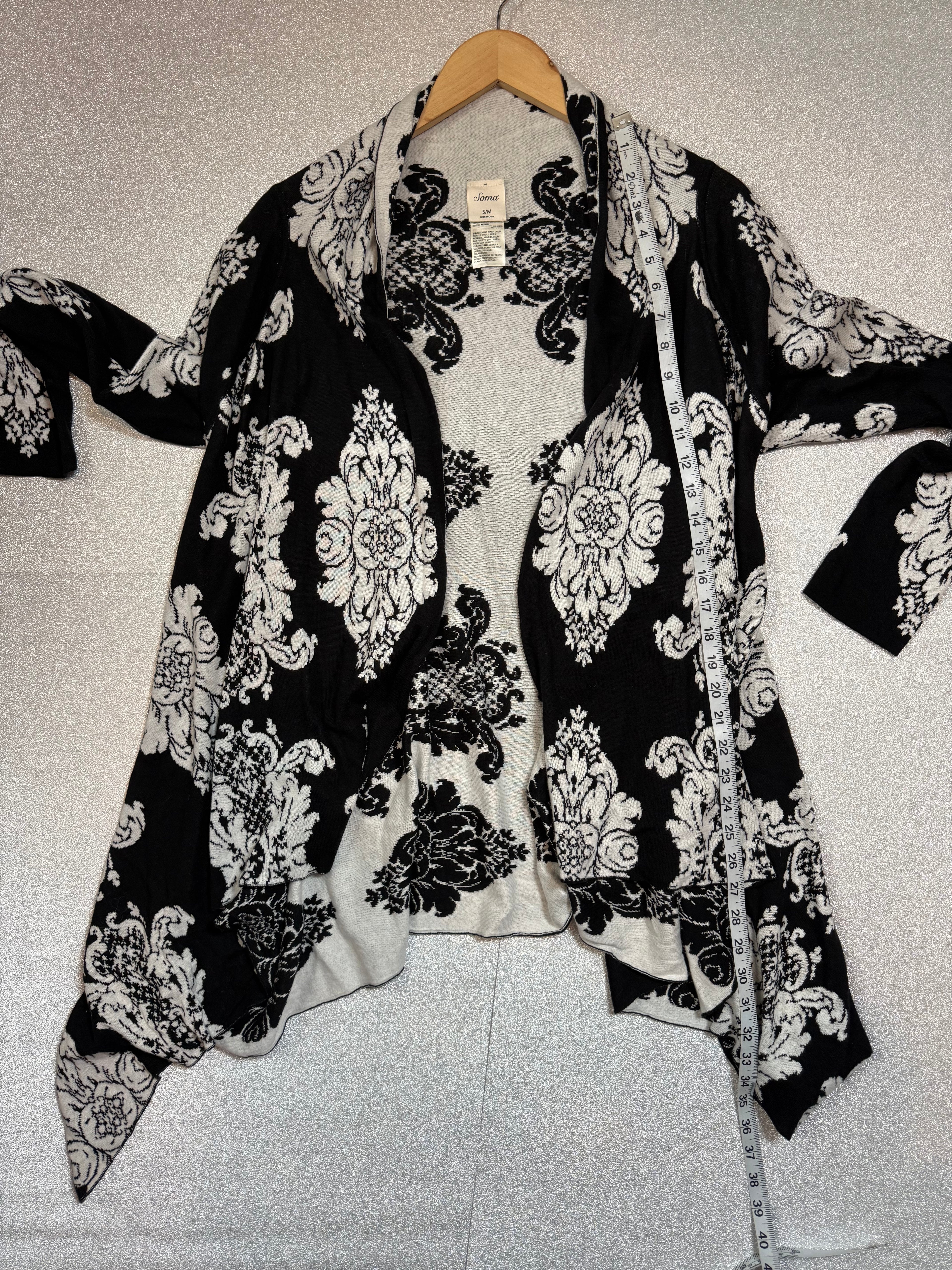 Soma 100% Cotton S/M Black and White Cardigan