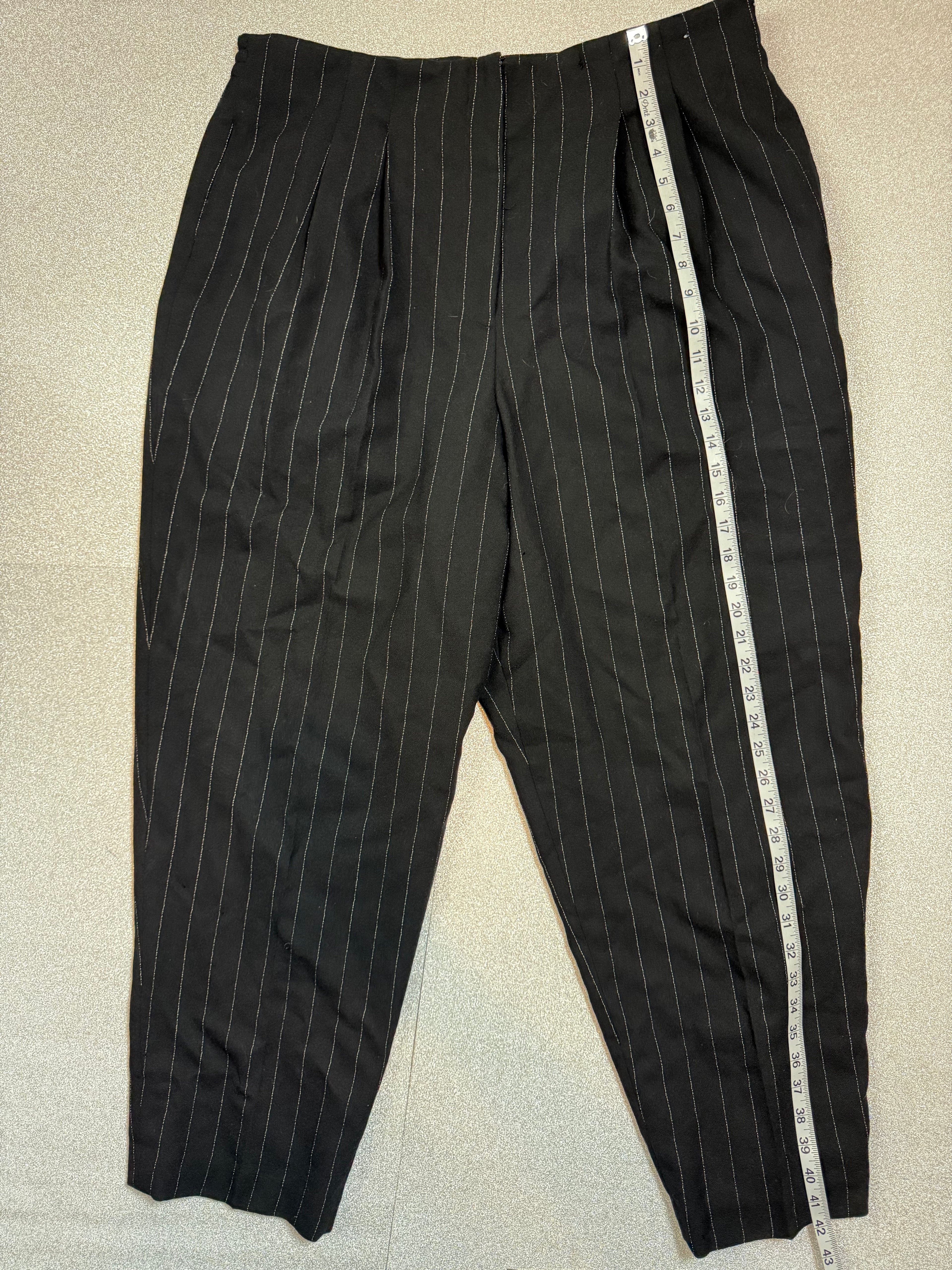 Amanda Smithii 100% Wool Size 20W Black Pinstripe Pants