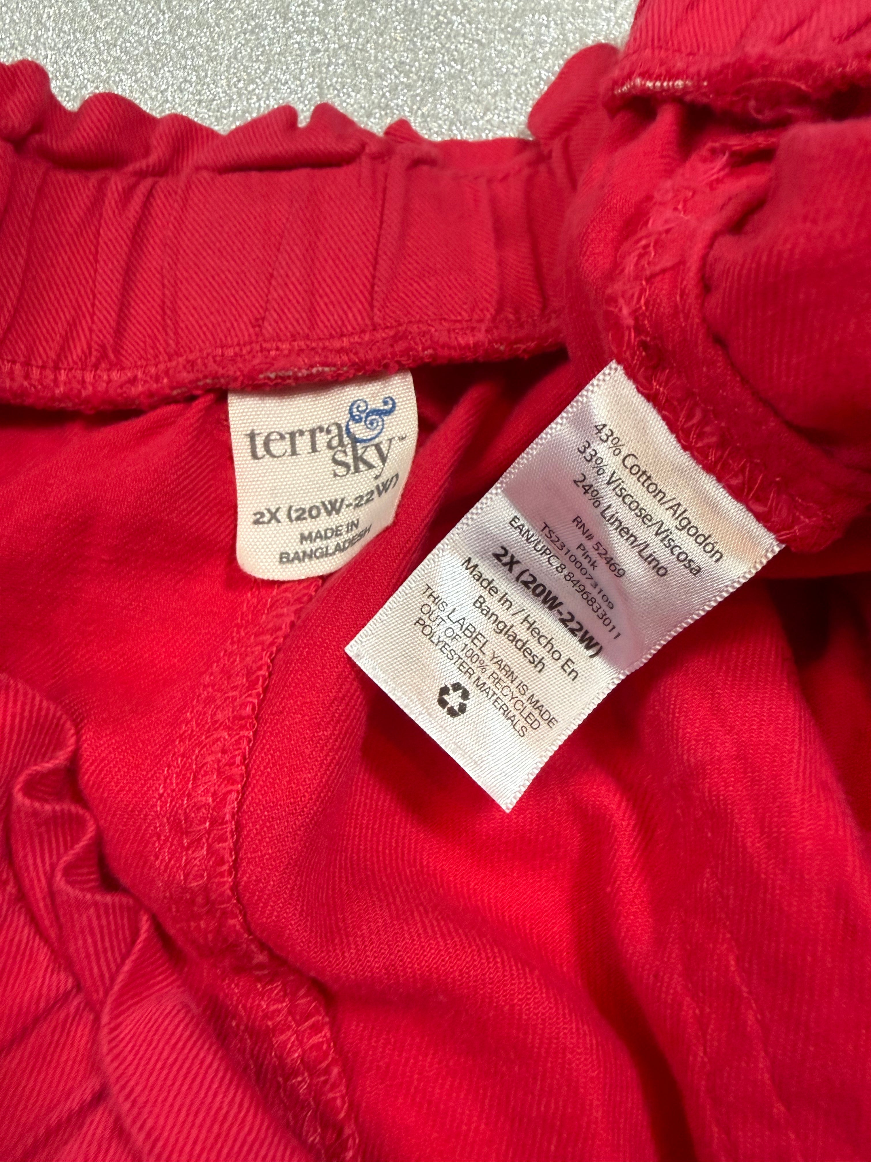 Terra & Sky 43% Cotton 33% Viscose 24% Linen 2X Fuchsia Shorts
