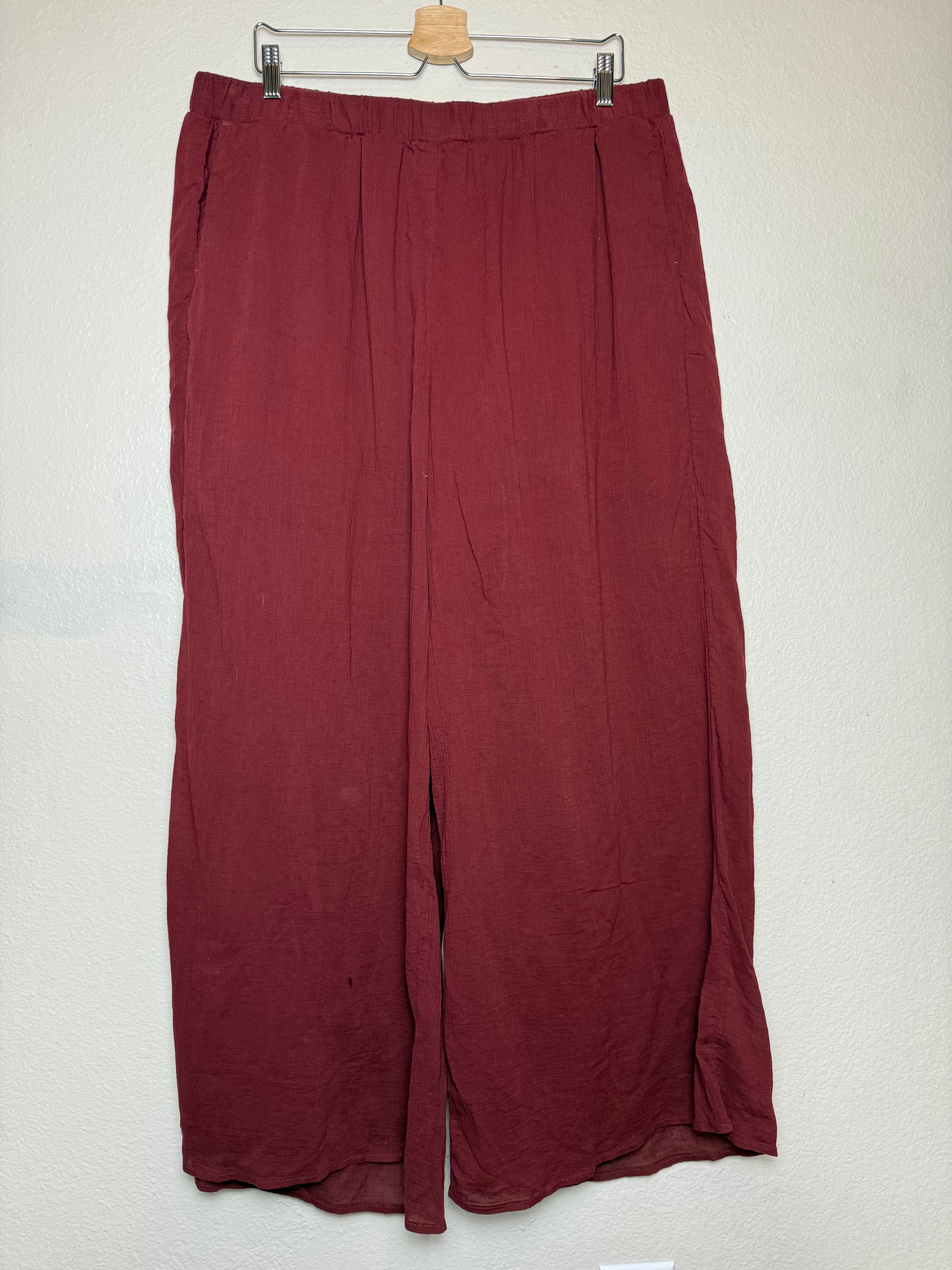 Eloqui 100% Cotton Size 16 Maroon Palazzo Pants