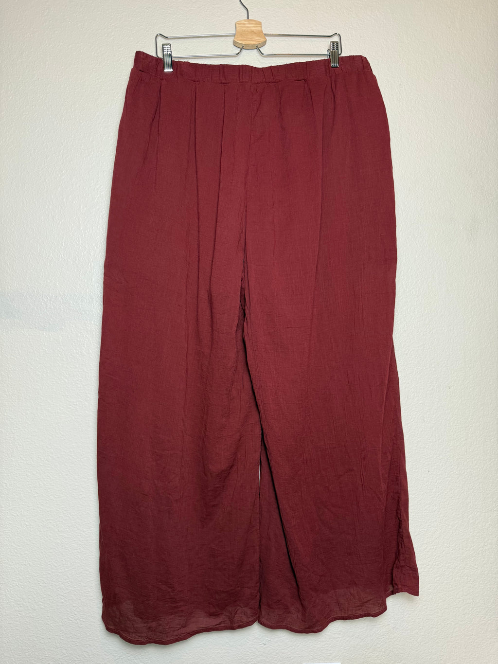 Eloqui 100% Cotton Size 16 Maroon Palazzo Pants