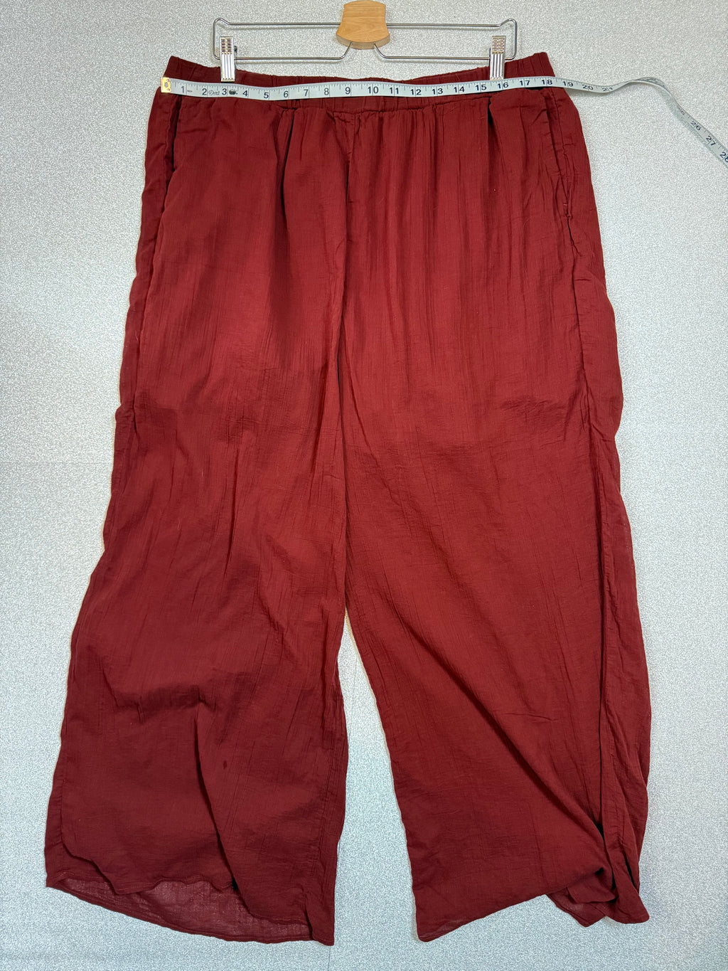 Eloqui 100% Cotton Size 16 Maroon Palazzo Pants
