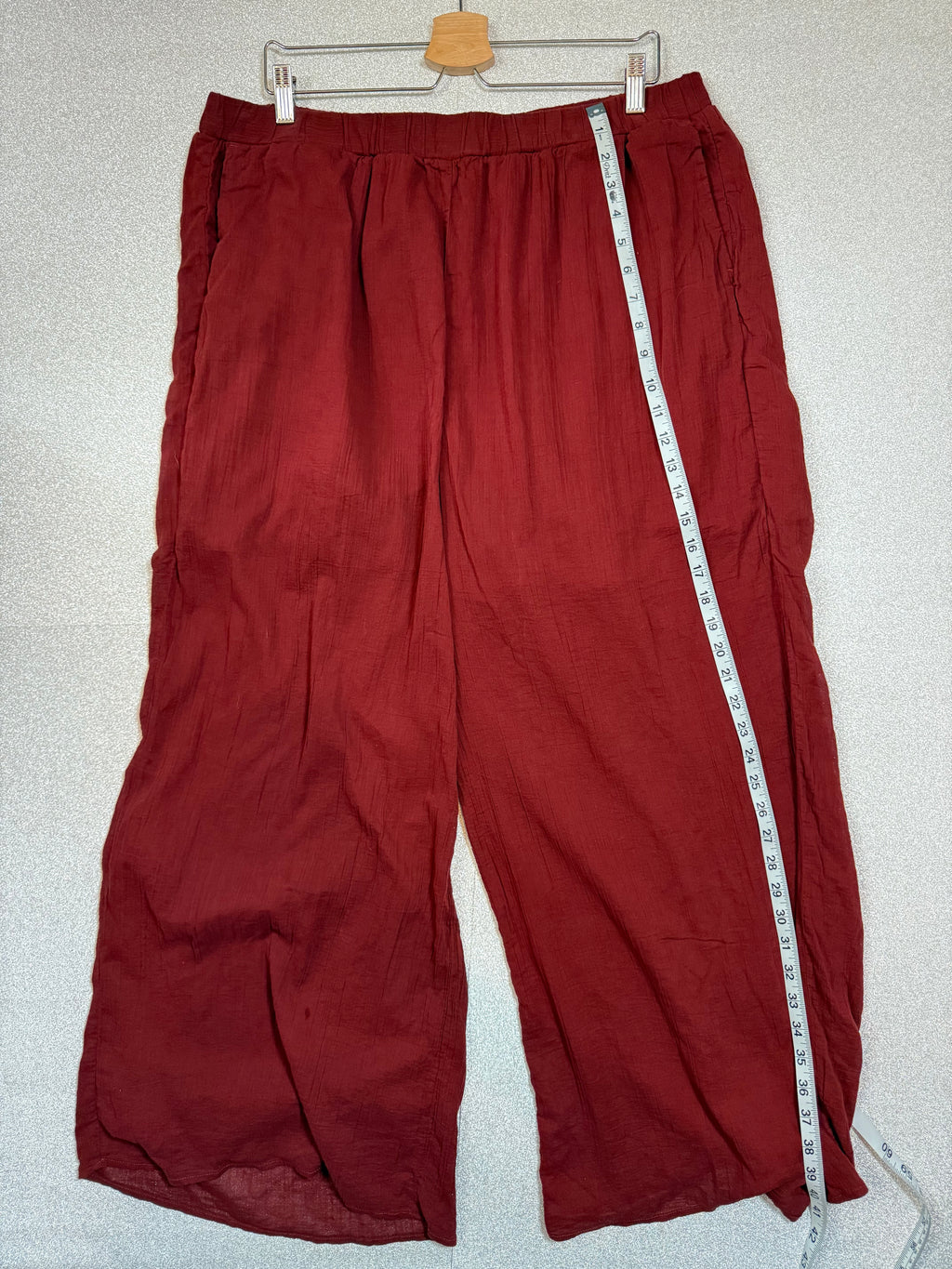 Eloqui 100% Cotton Size 16 Maroon Palazzo Pants