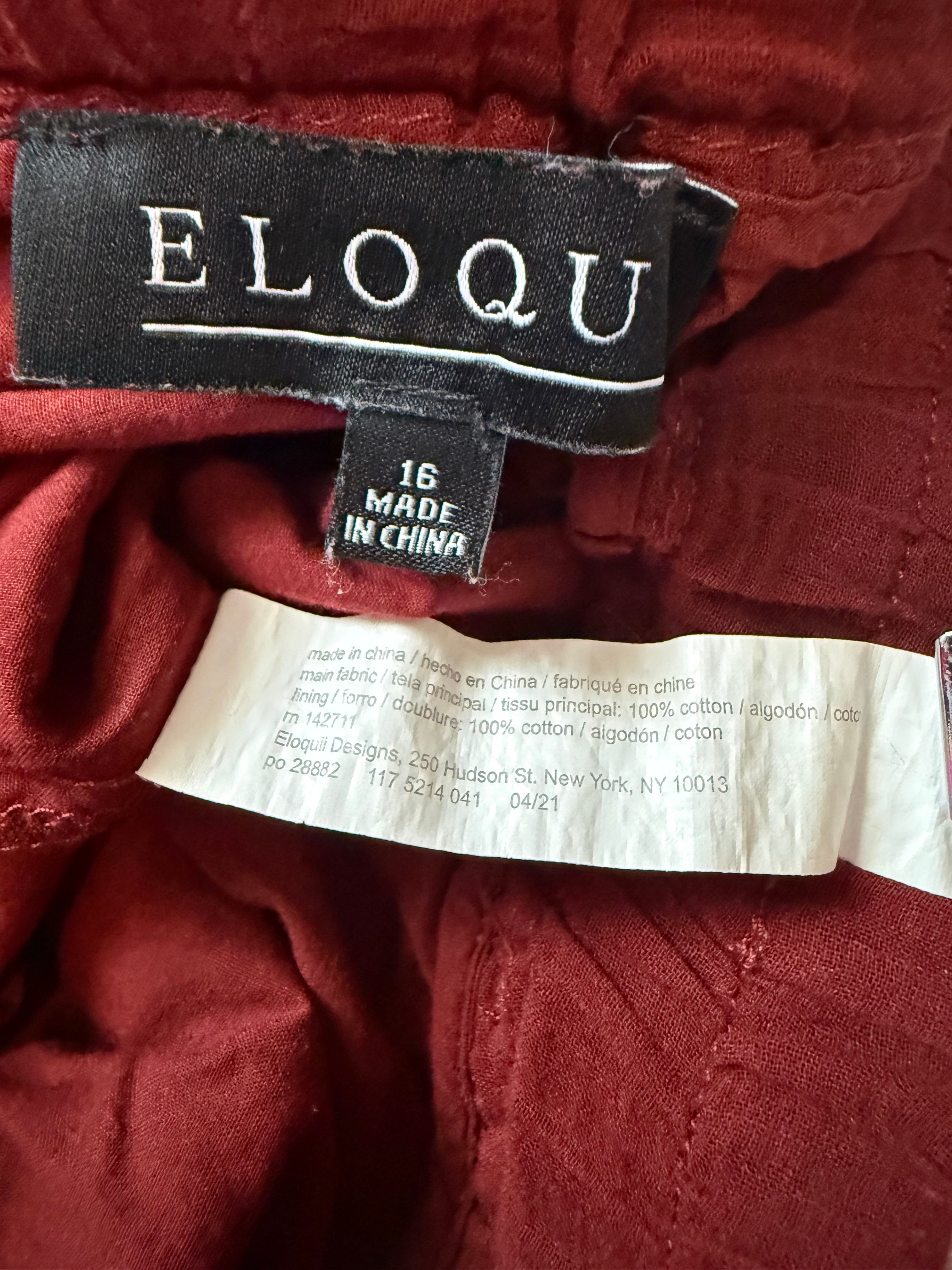 Eloqui 100% Cotton Size 16 Maroon Palazzo Pants