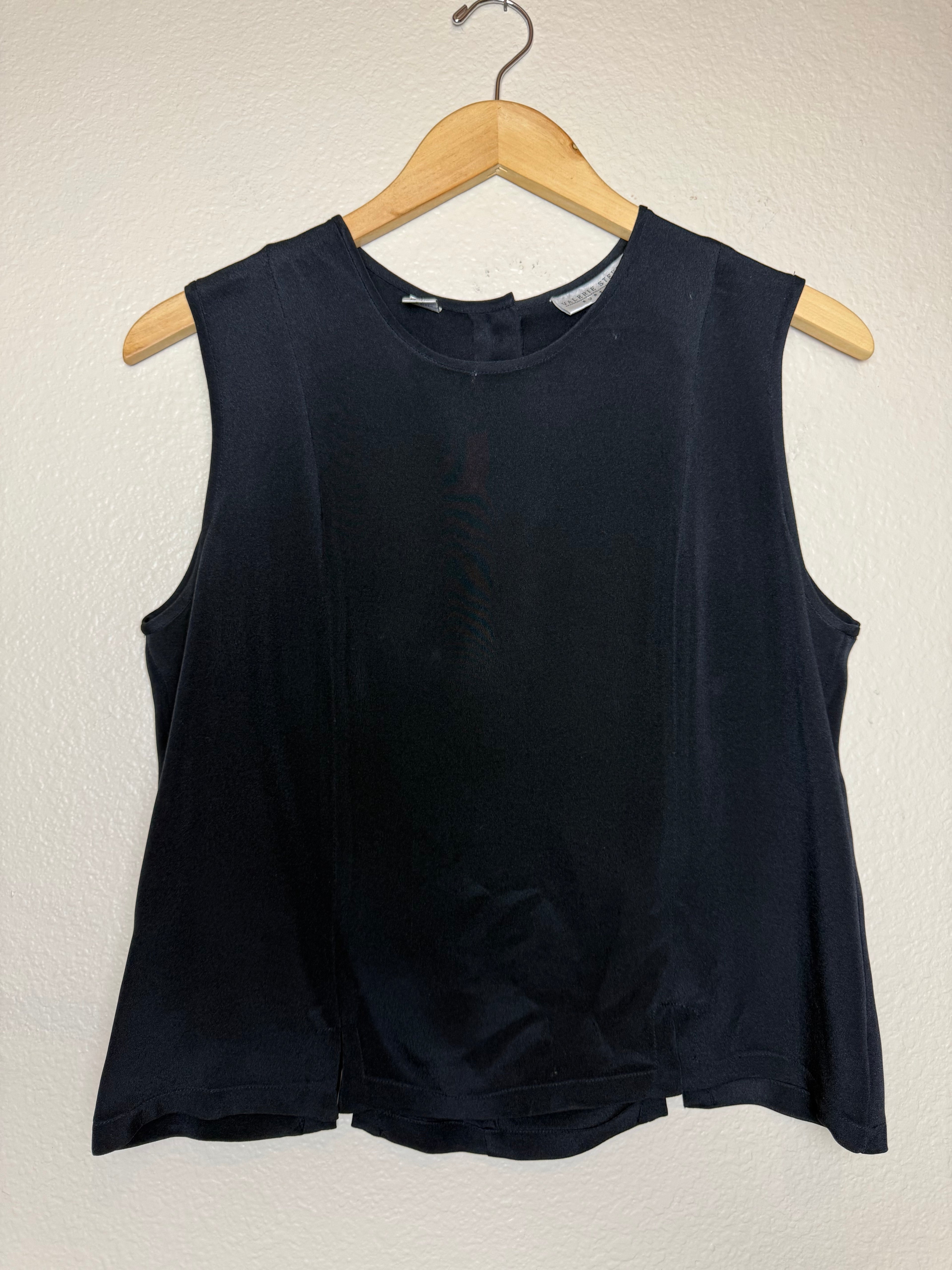 Valerie Stevens 100% Silk Size 12 Black Tank Top