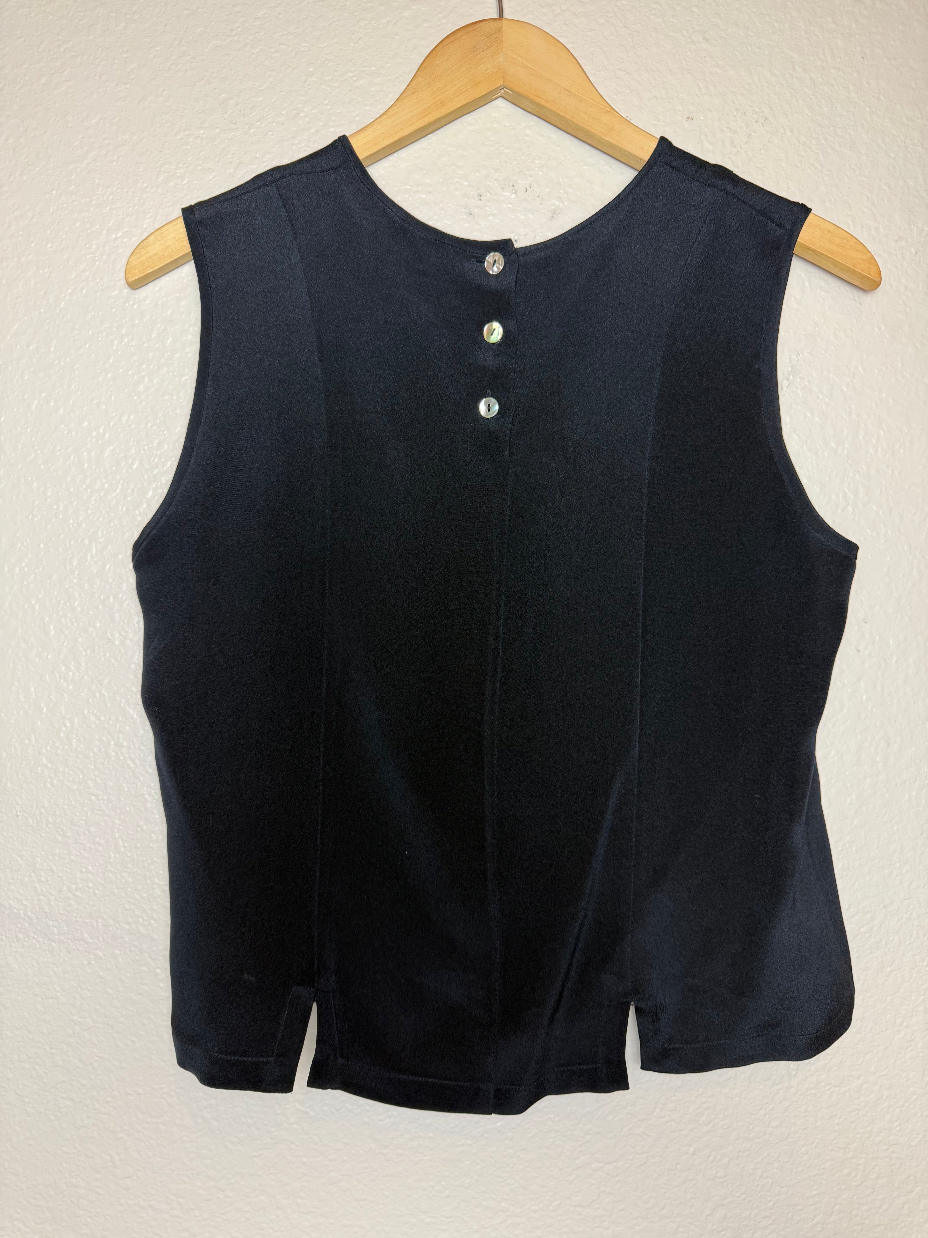 Valerie Stevens 100% Silk Size 12 Black Tank Top