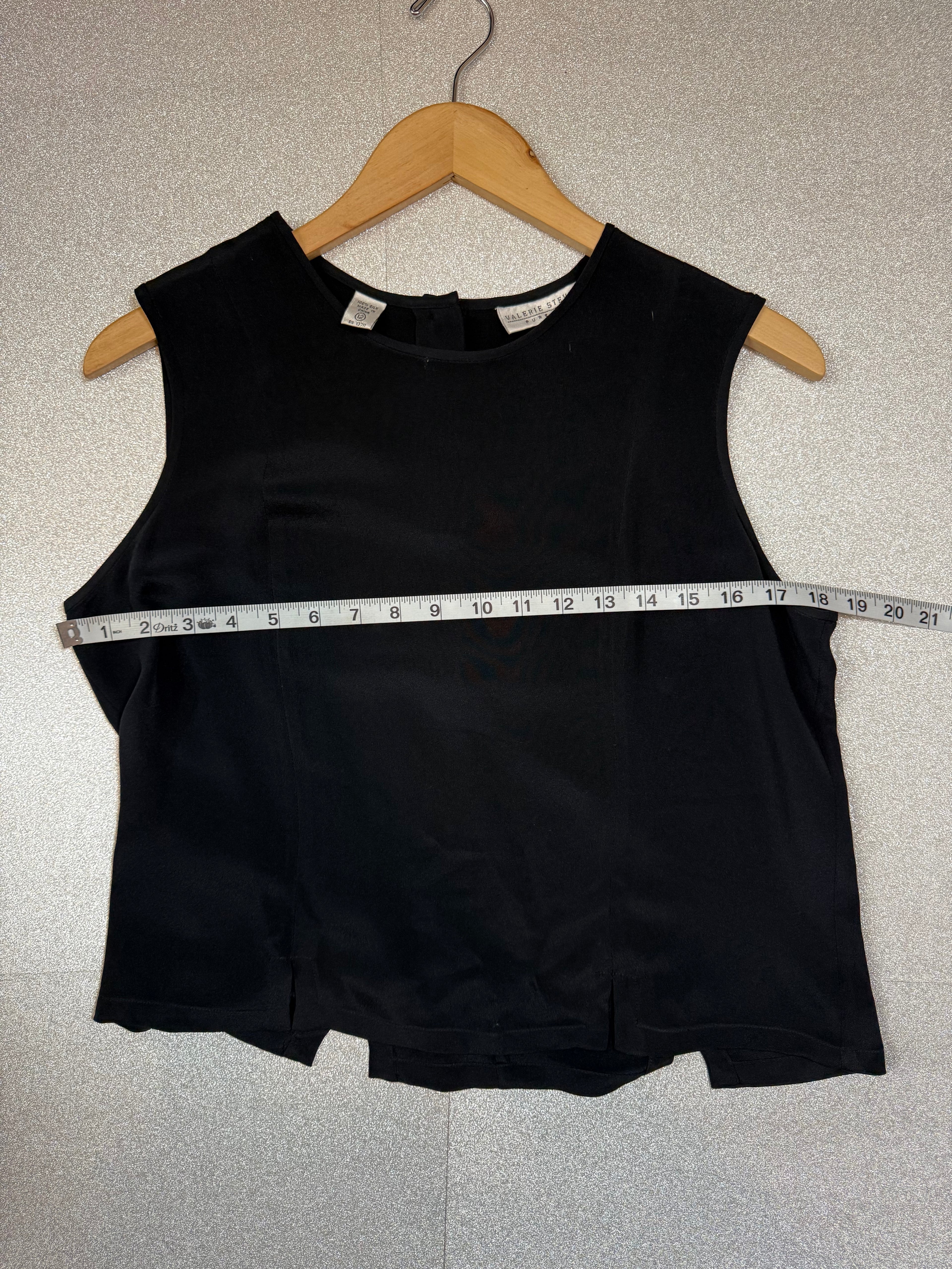 Valerie Stevens 100% Silk Size 12 Black Tank Top