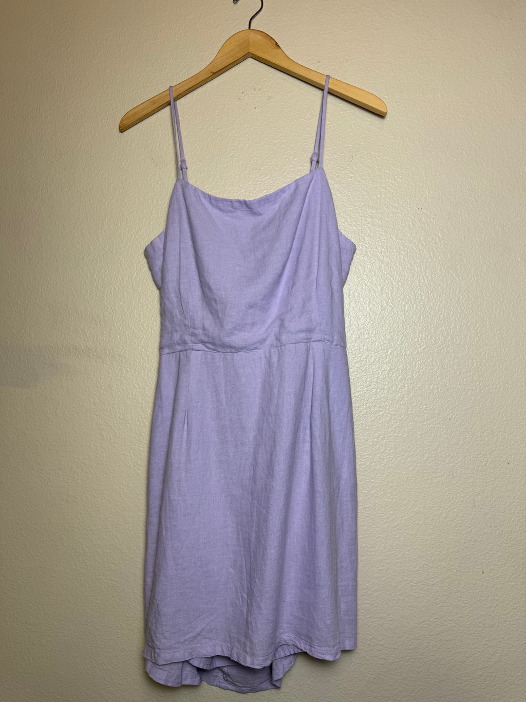 Garage 52% Linen 48% Rayon (Cotton Lining) L Lavendar Spaghetti Strap Mini Dress