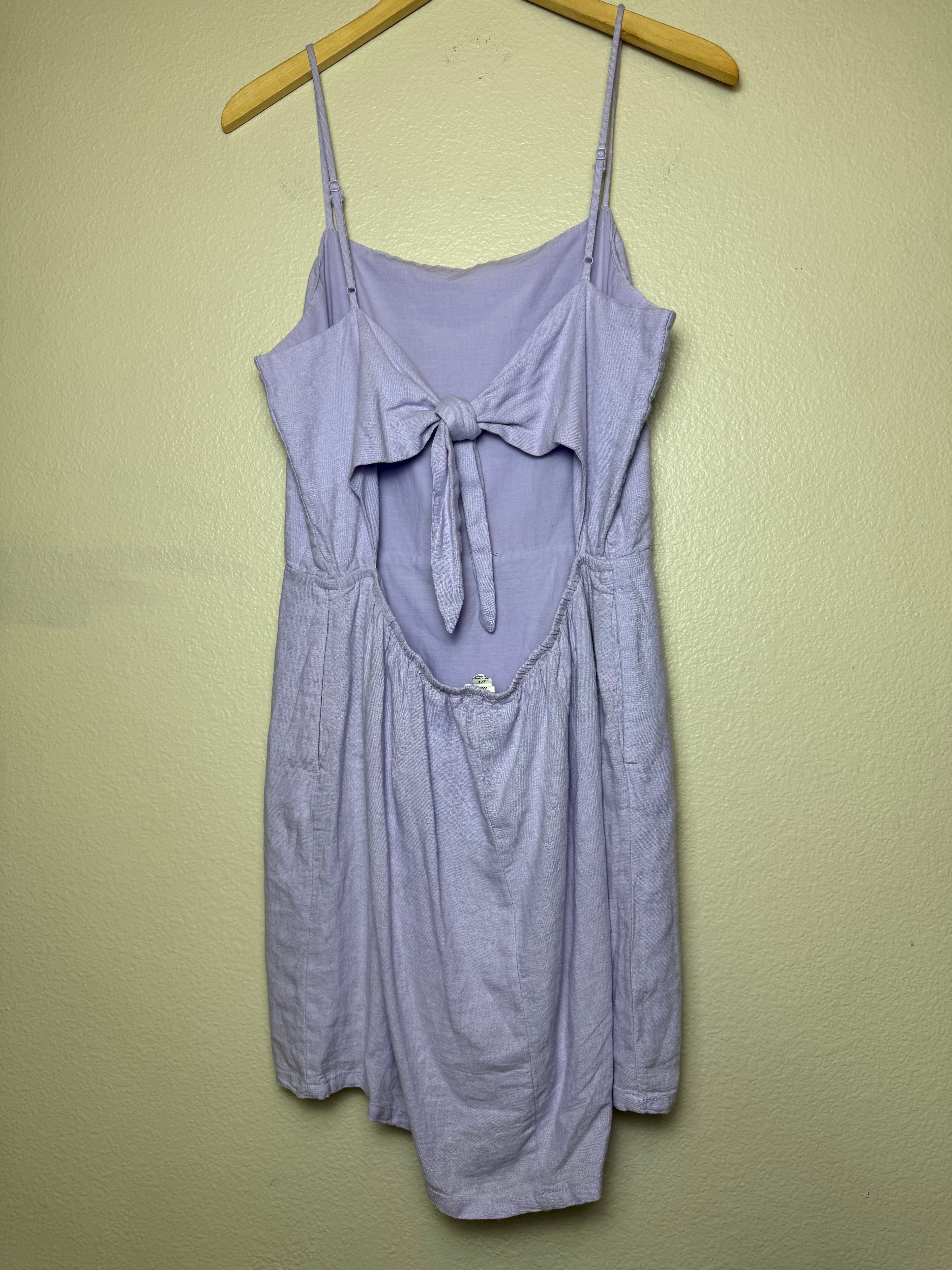 Garage 52% Linen 48% Rayon (Cotton Lining) L Lavendar Spaghetti Strap Mini Dress
